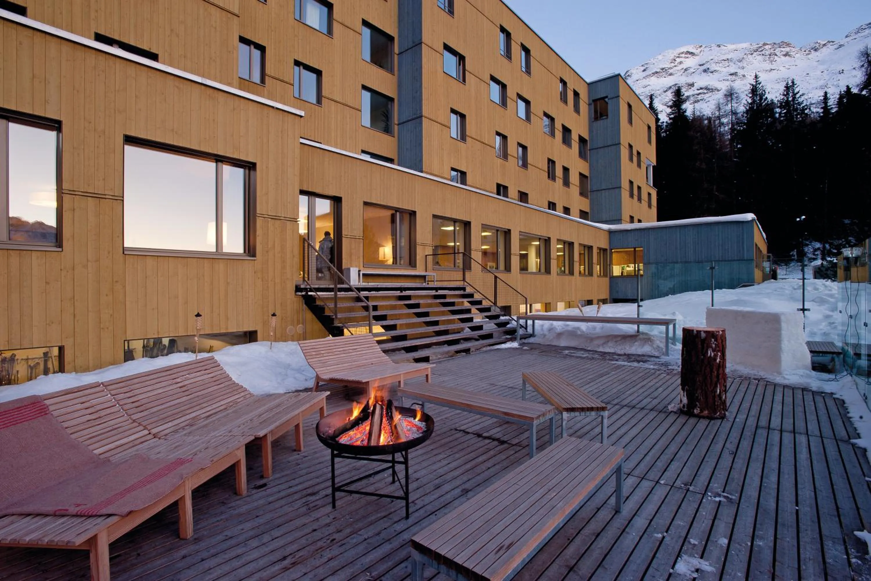 Facade/entrance in St. Moritz Youth Hostel