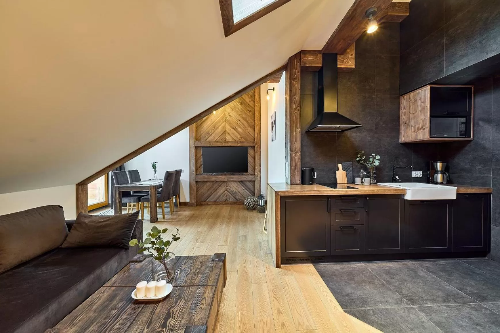 Kitchen or kitchenette in Aparthotel Giewont