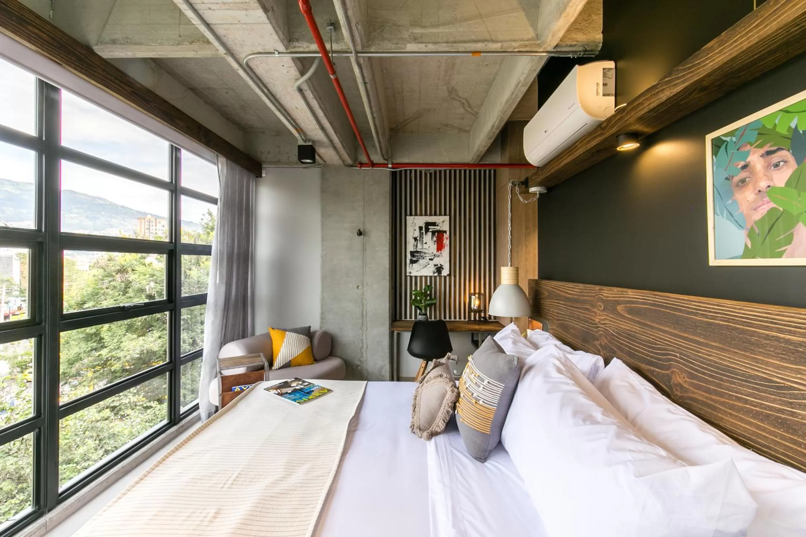 Bed in Factory Lofts Hotel