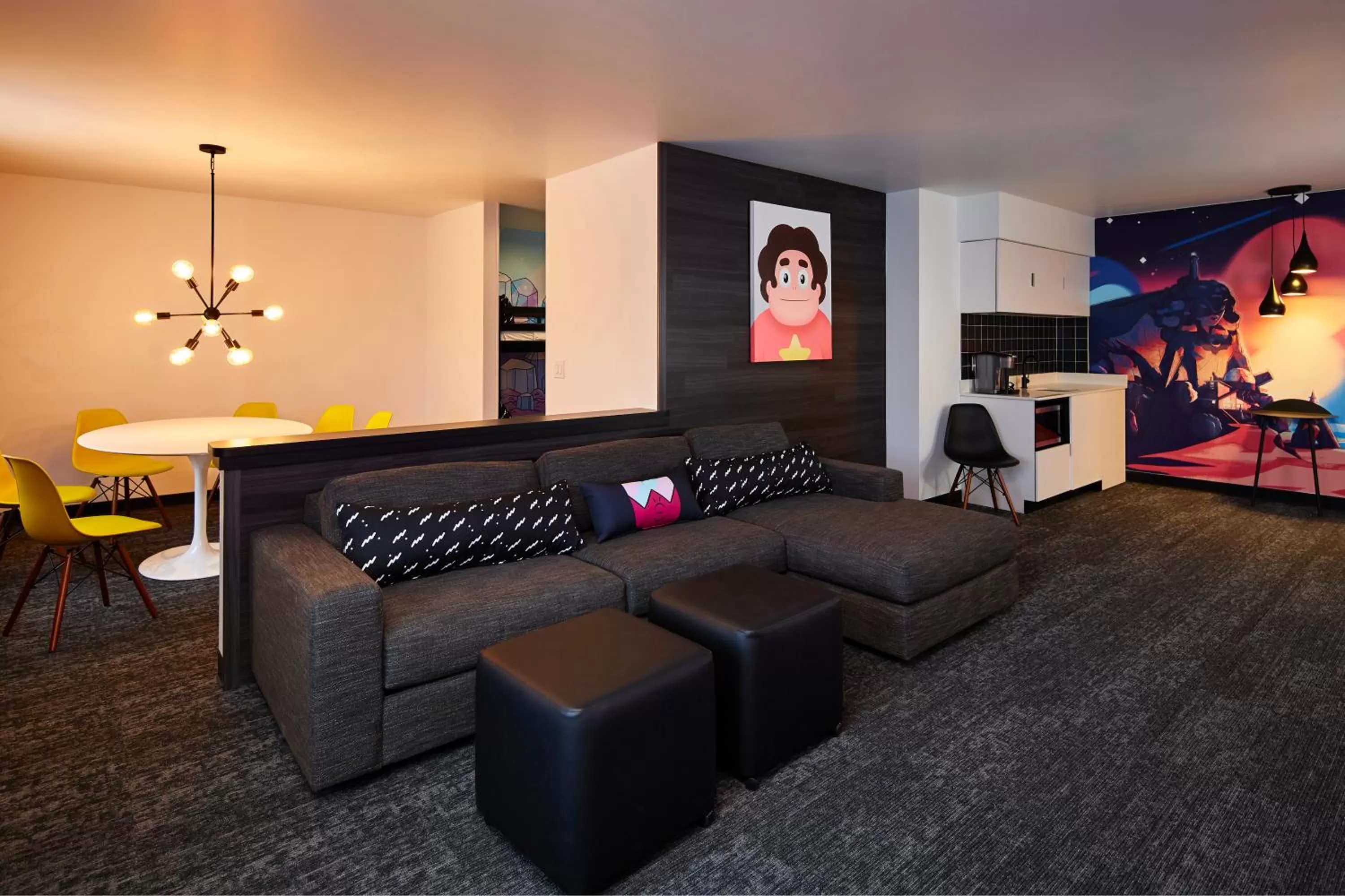 Seating area in Cartoon Network Hotel
