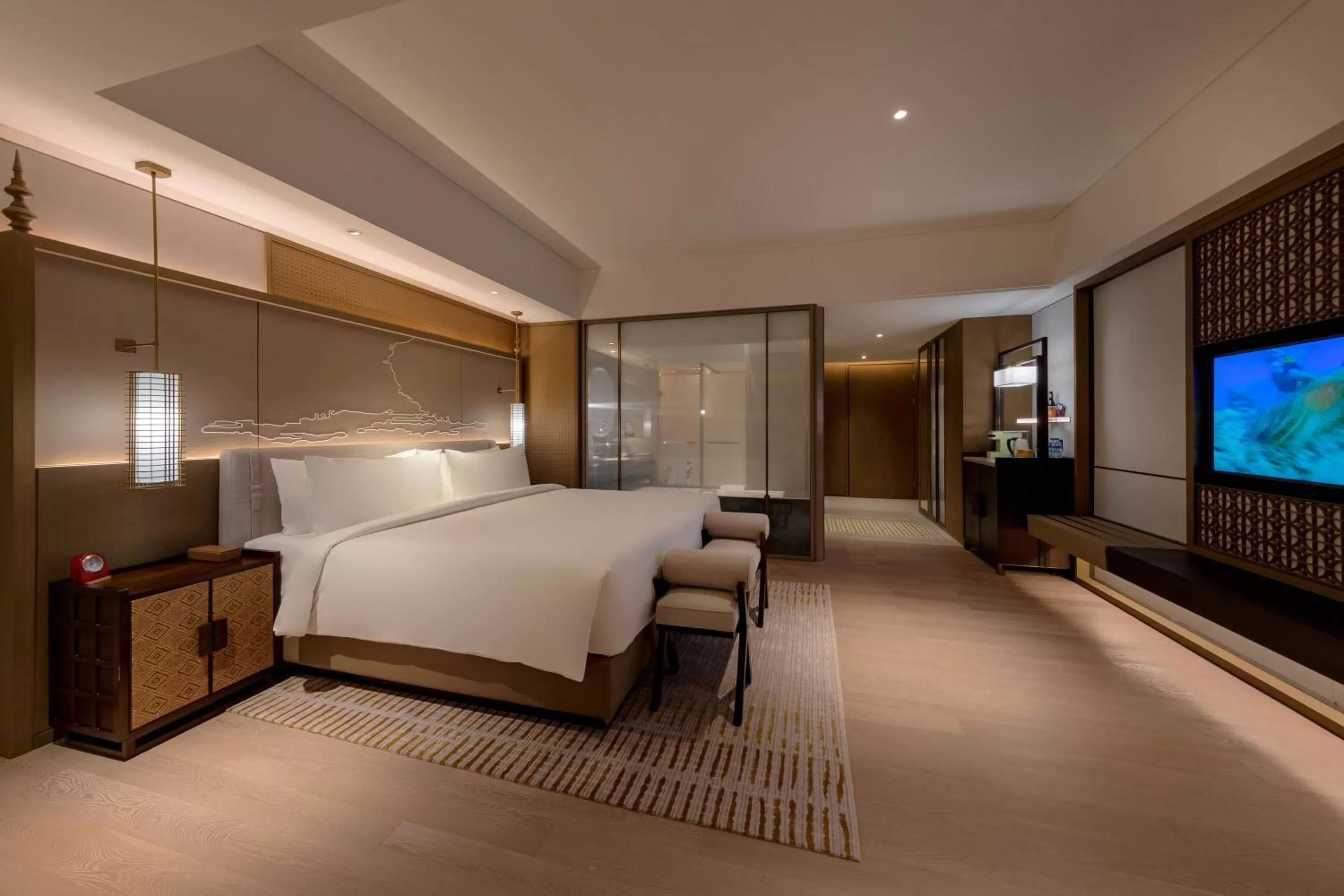 Photo of the whole room, Bed in Pan Pacific Yangon