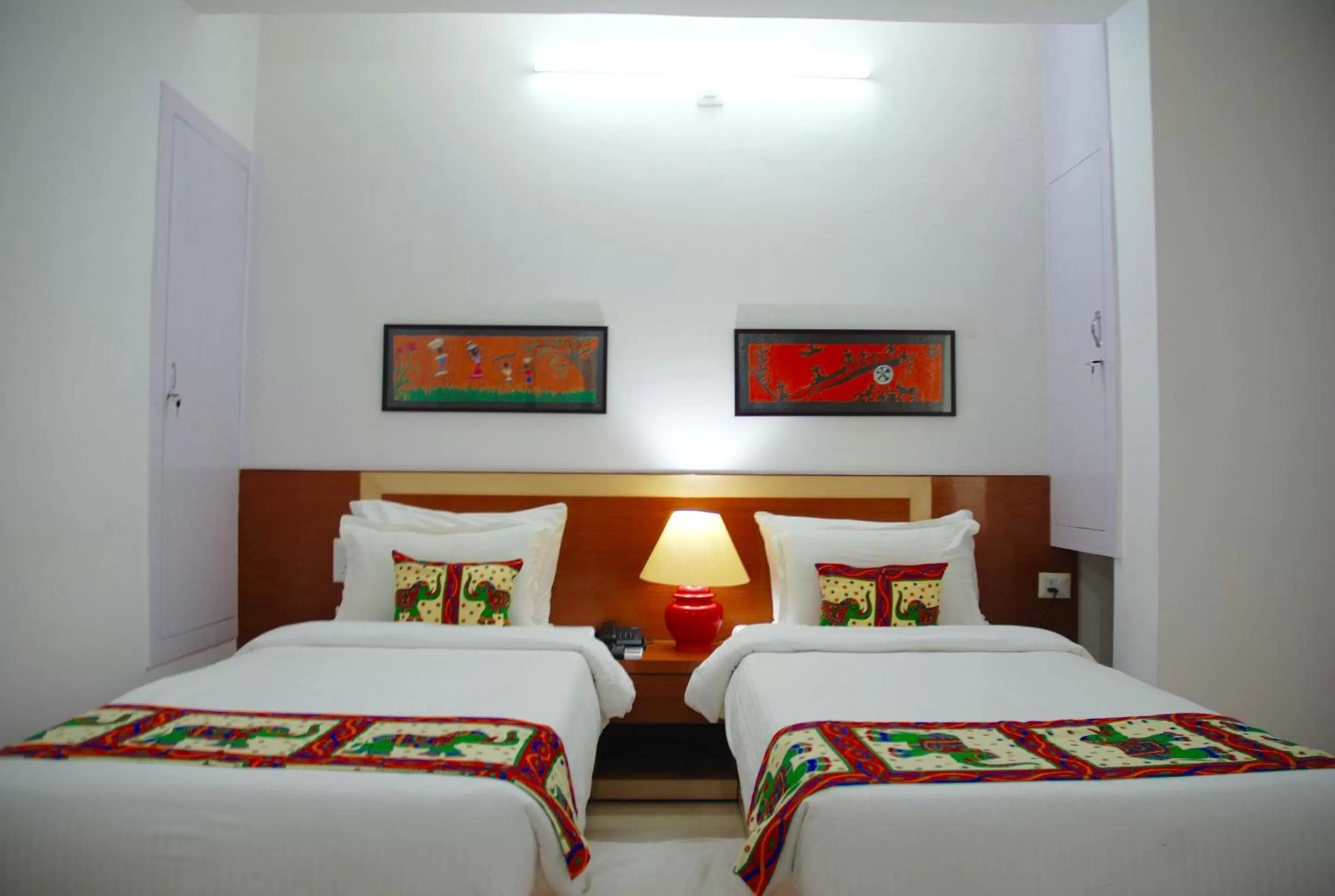 Photo of the whole room, Bed in The Bodhgaya Hotel School