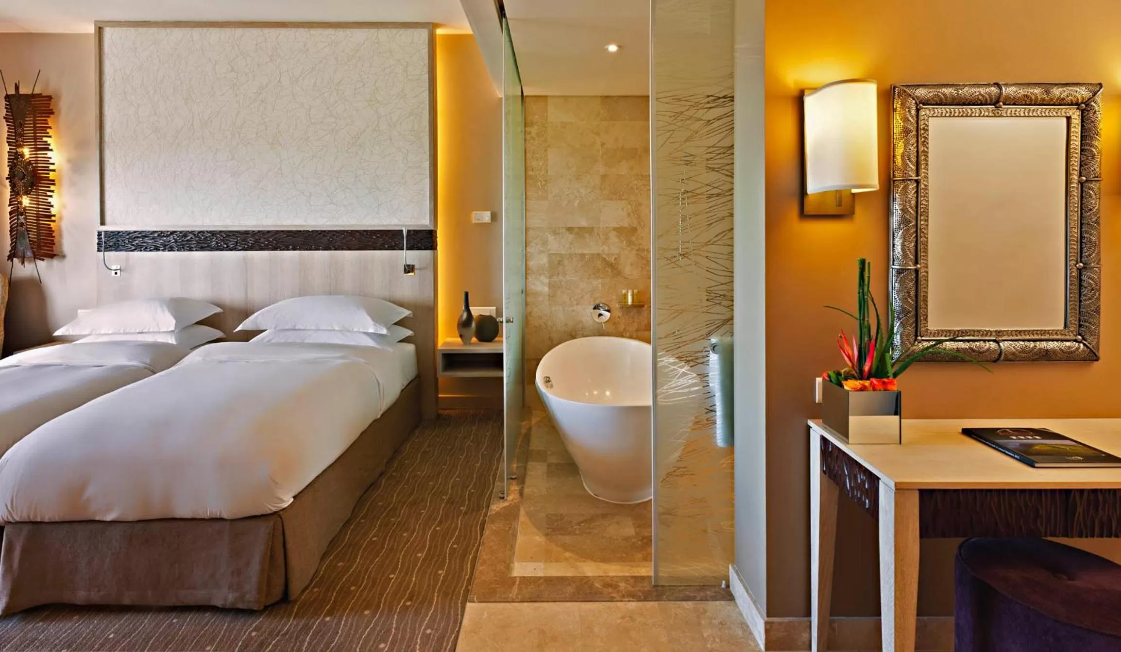 Bathroom, Bed in Oubaai Hotel Golf & Spa