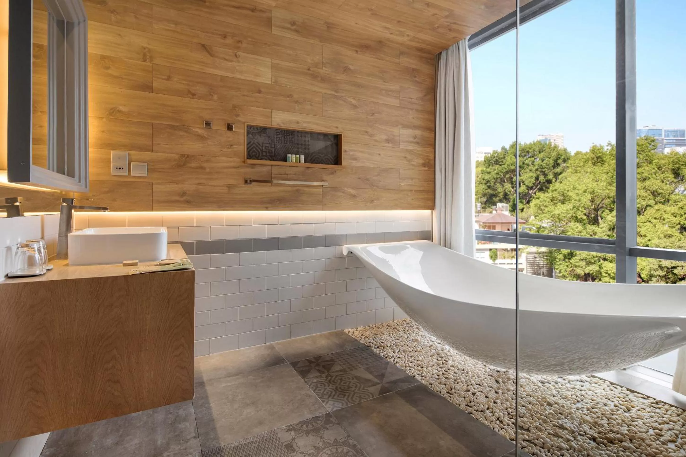 Bathroom in Fusion Suites Saigon