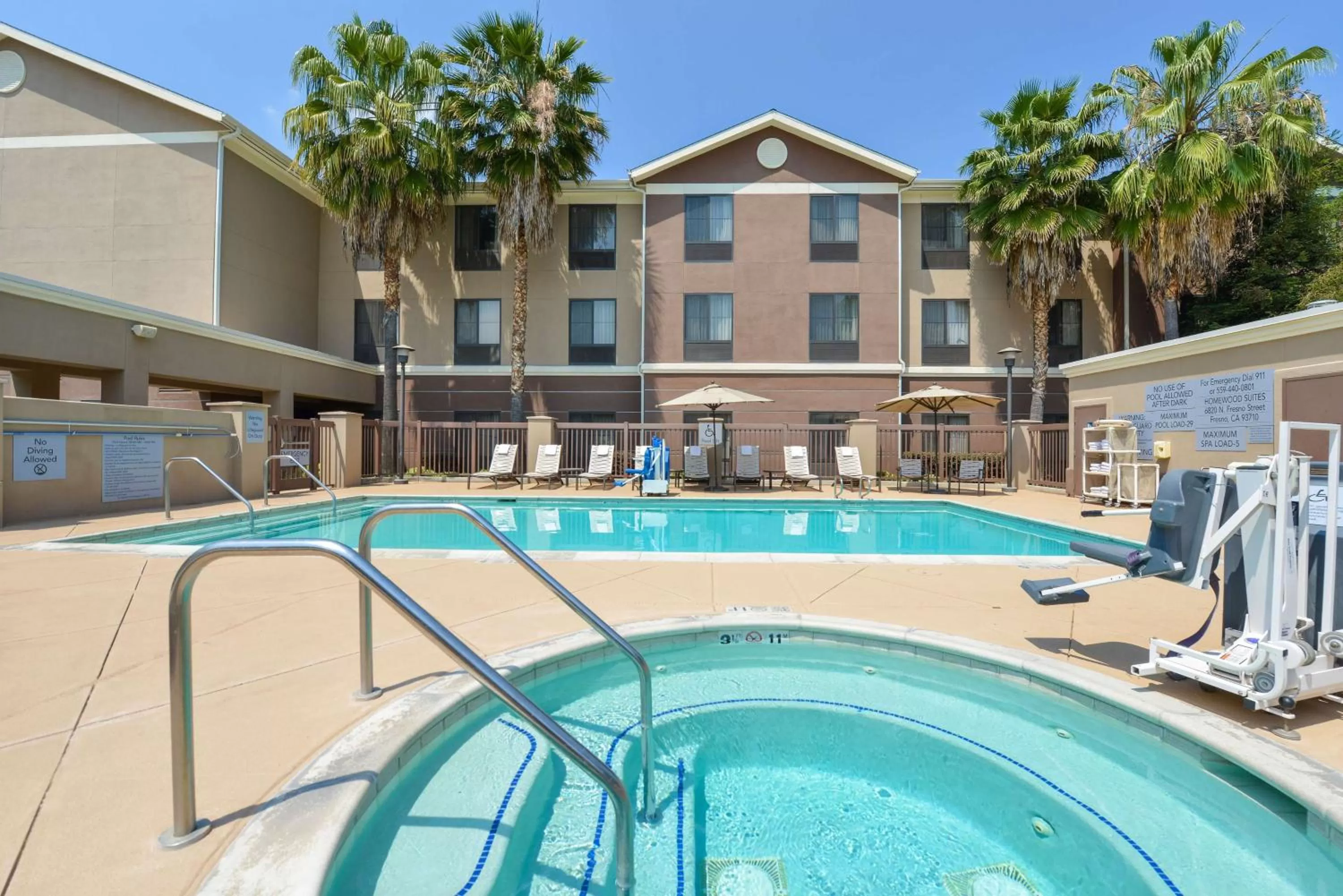 Pool view in Homewood Suites by Hilton Fresno