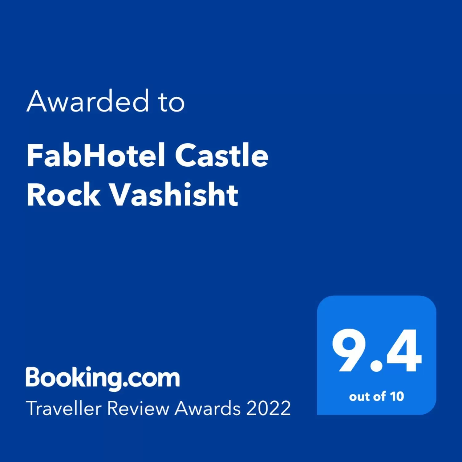 Certificate/Award in FabHotel Castle Rock