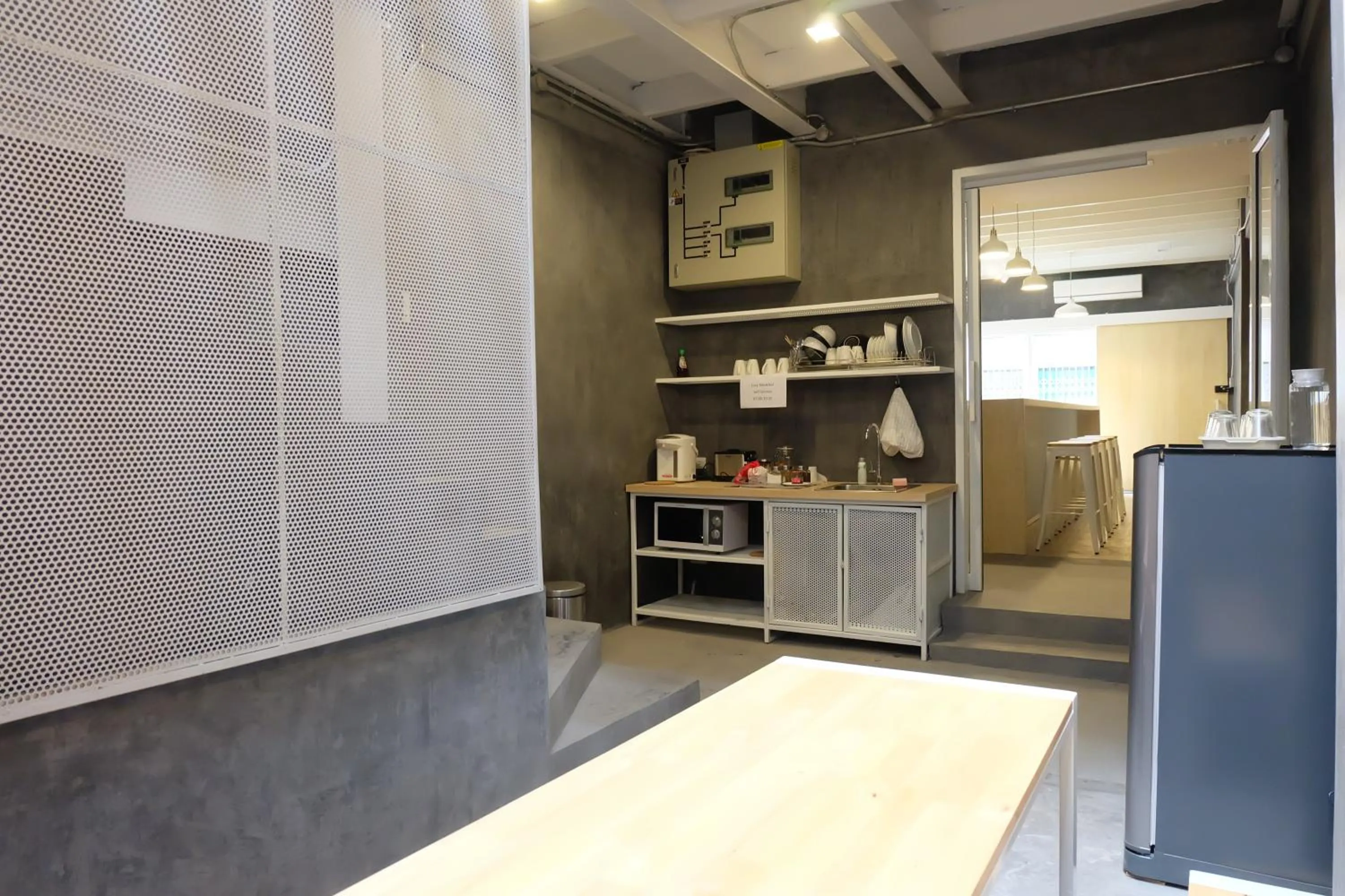 Communal kitchen in On the Bed Hostel