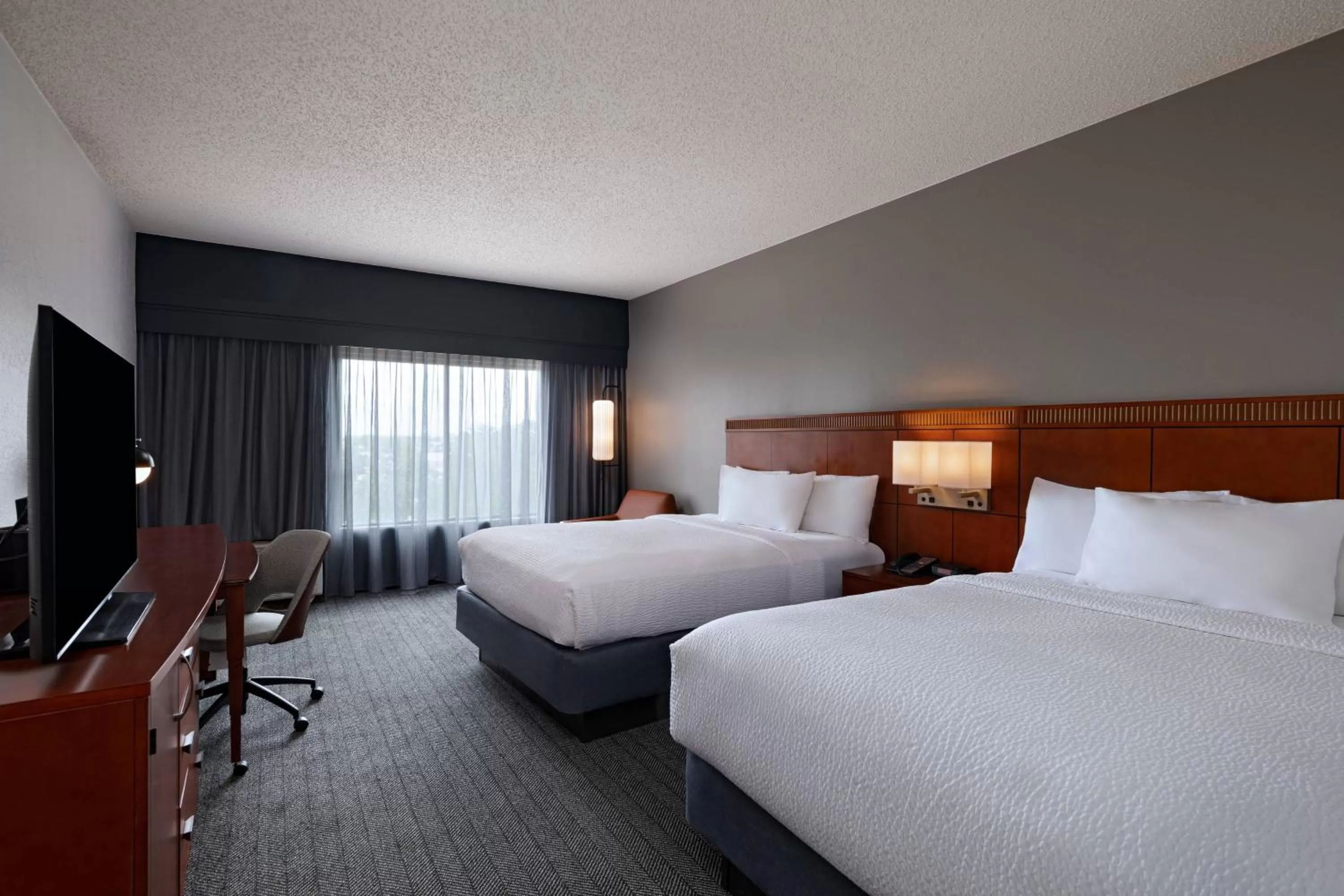 Double Room with Two Double Beds and Adapted Tub - Mobility and Hearing Accessible in Courtyard by Marriott San Antonio Airport