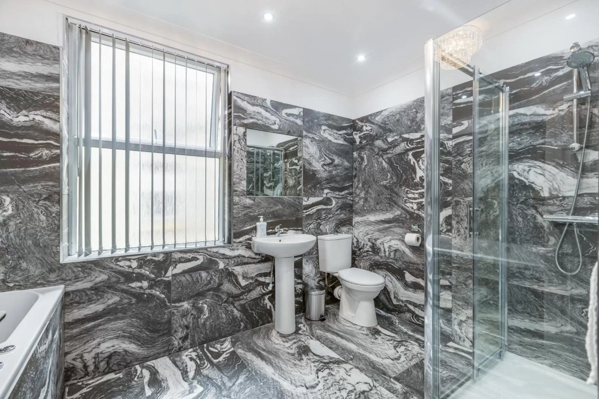 Bathroom in Crystal Towers Sasco Apartments