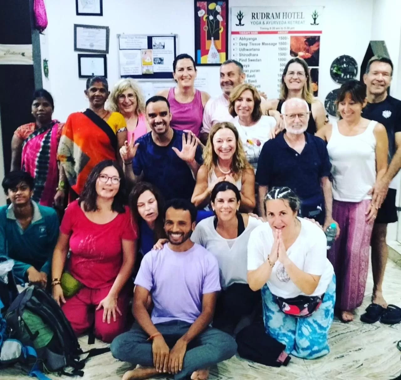 group of guests in Rudram Hotel Yoga & Ayurveda Retreat