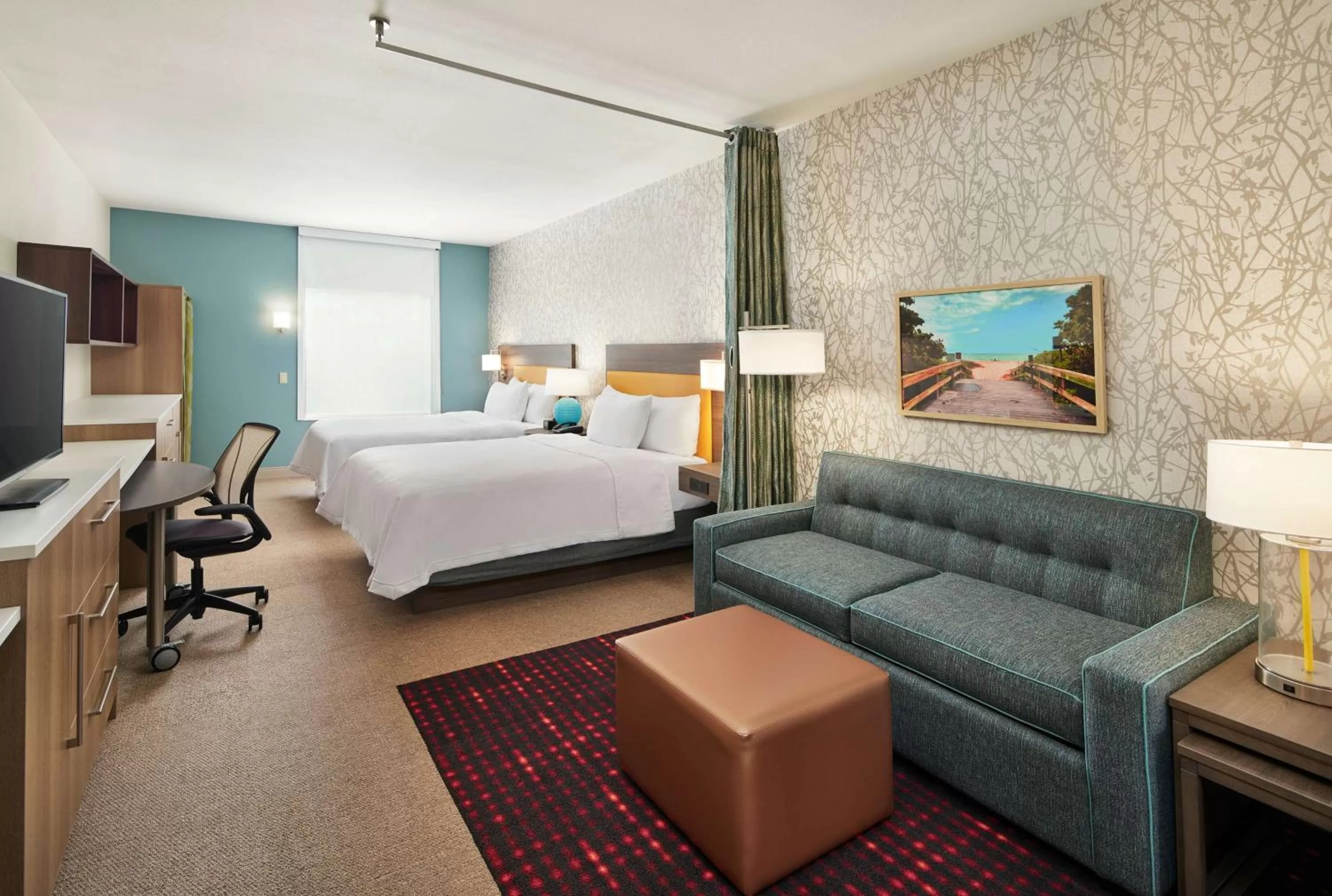 Living room, Bed in Home2 Suites By Hilton Palm Bay I 95