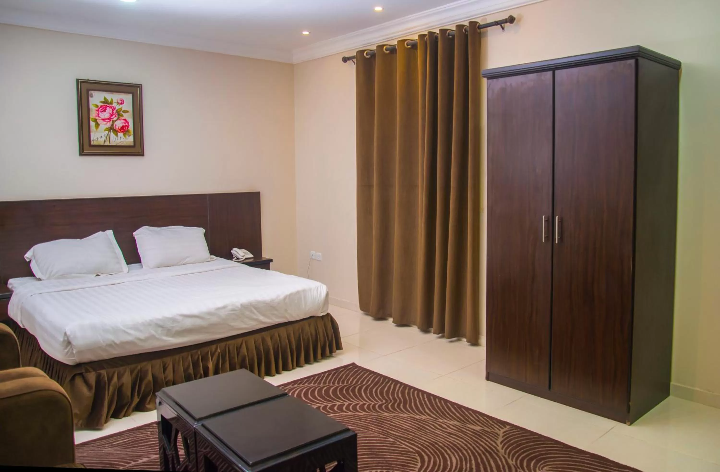 Bedroom, Bed in Shams Suites Furnished Units