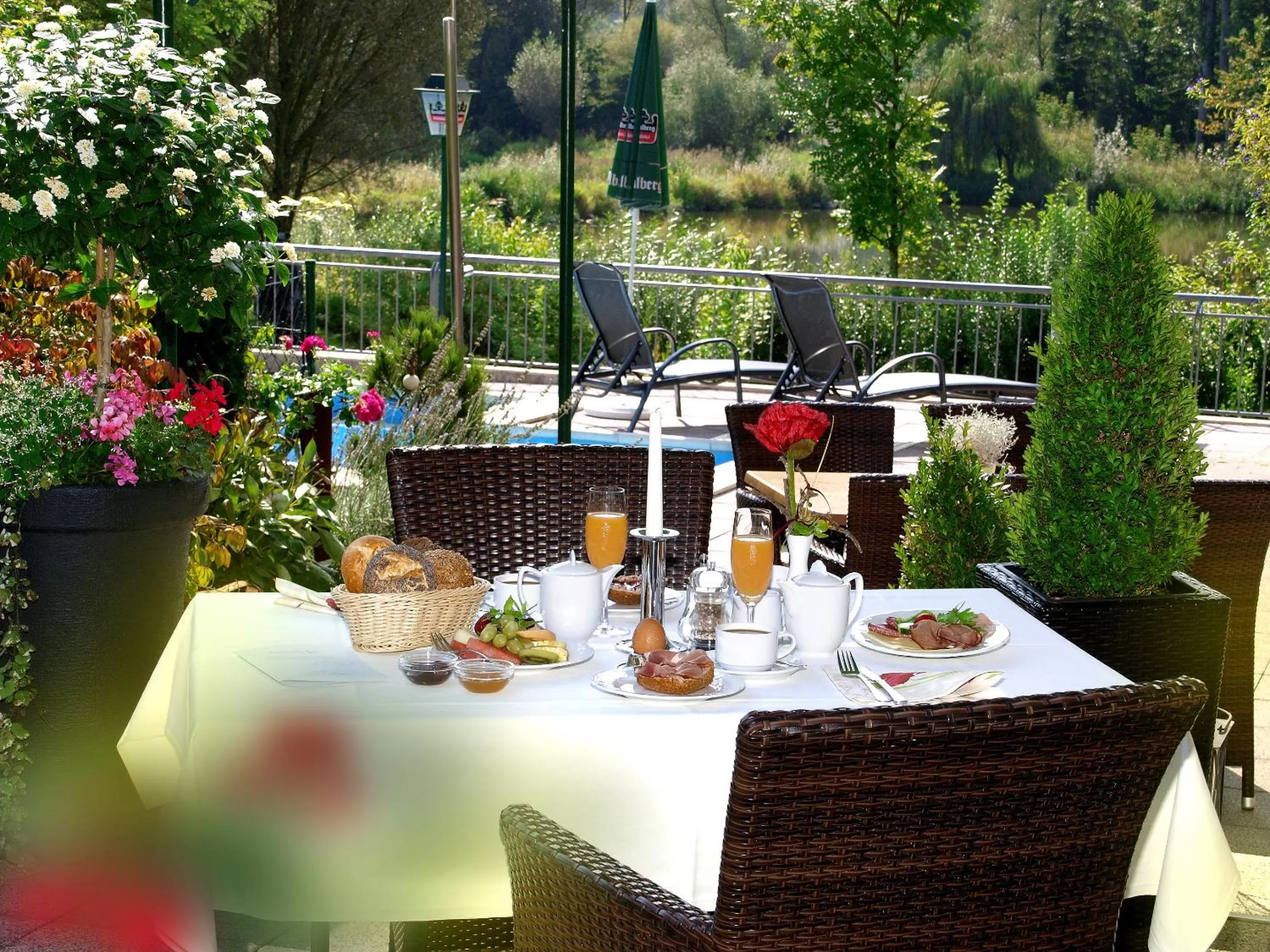 Balcony/Terrace in Hotel Restaurant Zum Goldenen Anker mit Hallenbad & Wellnessbereich