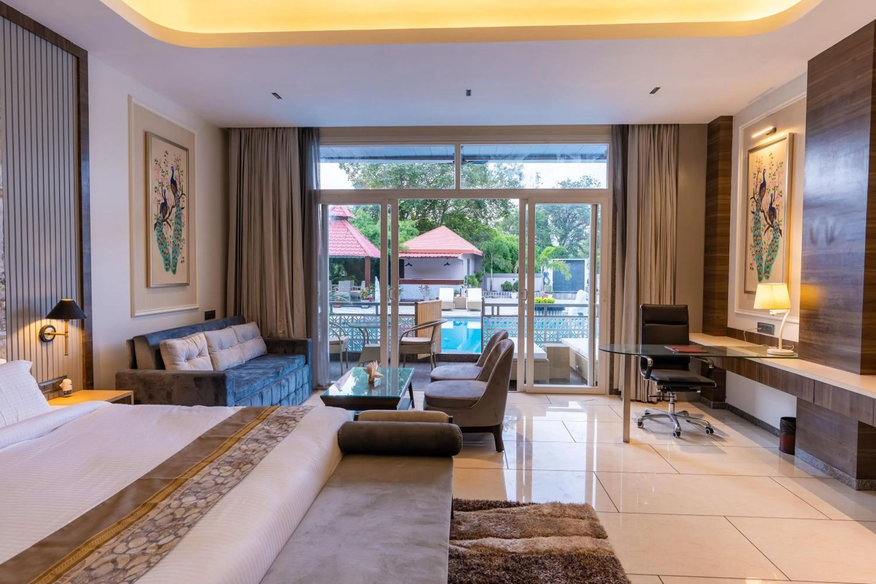 Bed in Mountain Creek Villa Udaipur