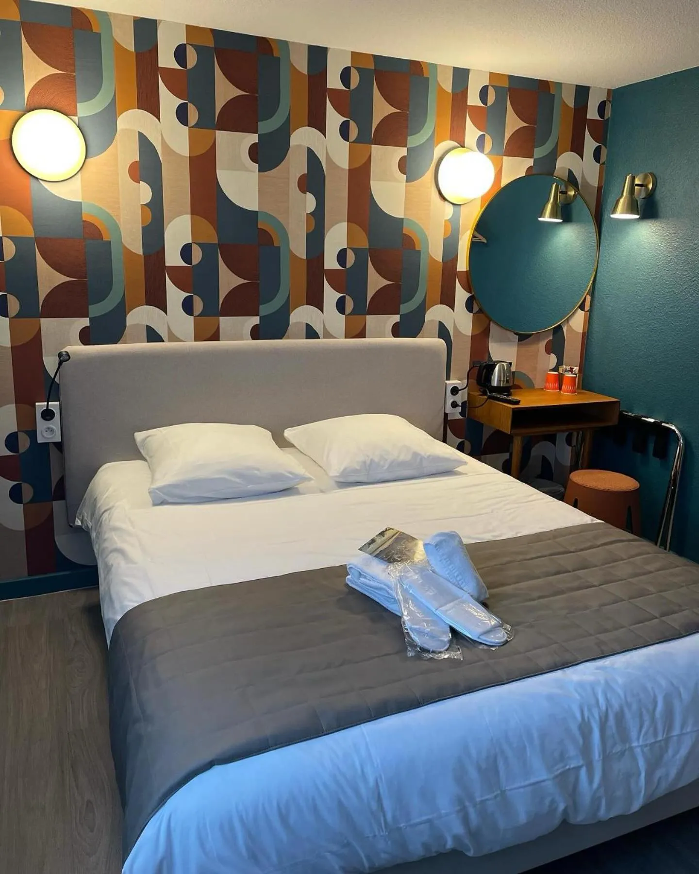 View (from property/room), Bed in Hotel Arc-En-Ciel Colmar Contact Hotel