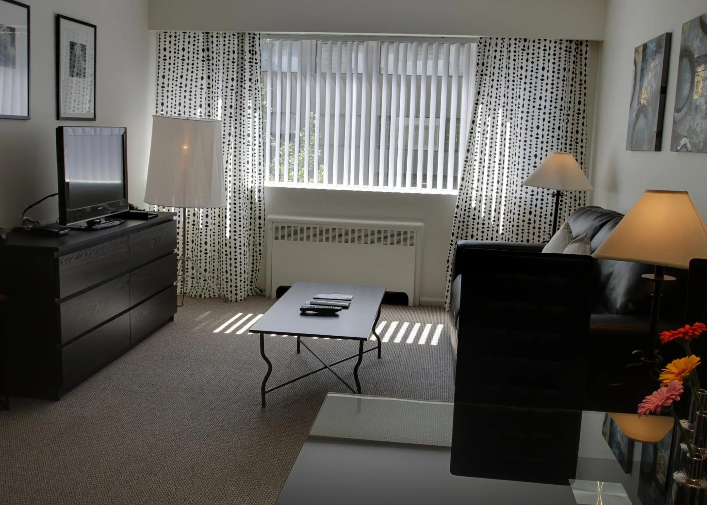 Living room in Rosellen Suites at Stanley Park