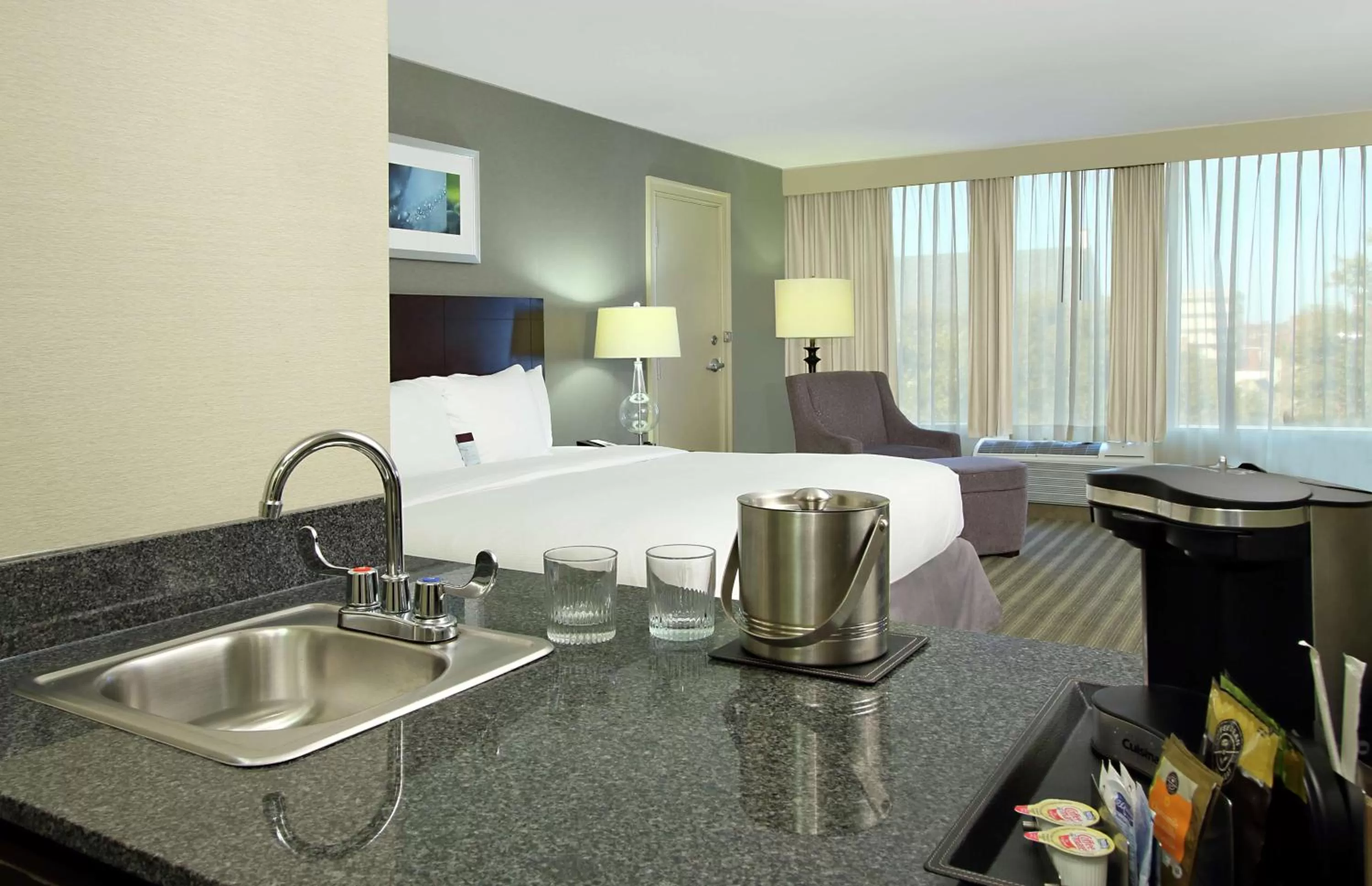 Living room, Bed in Doubletree by Hilton Newark