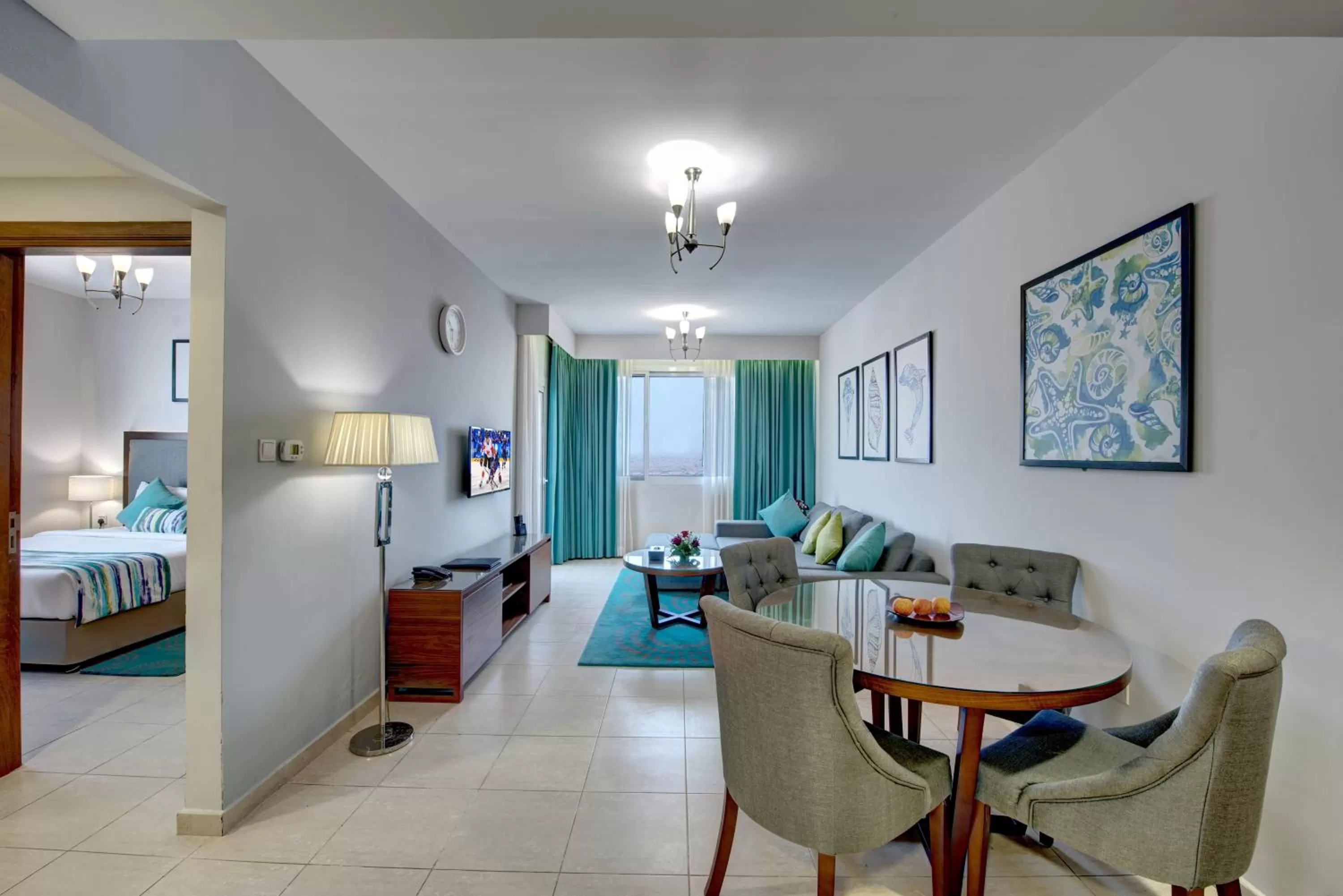 Dining area, Bed in City Stay Beach Hotel Apartments - Marjan Island