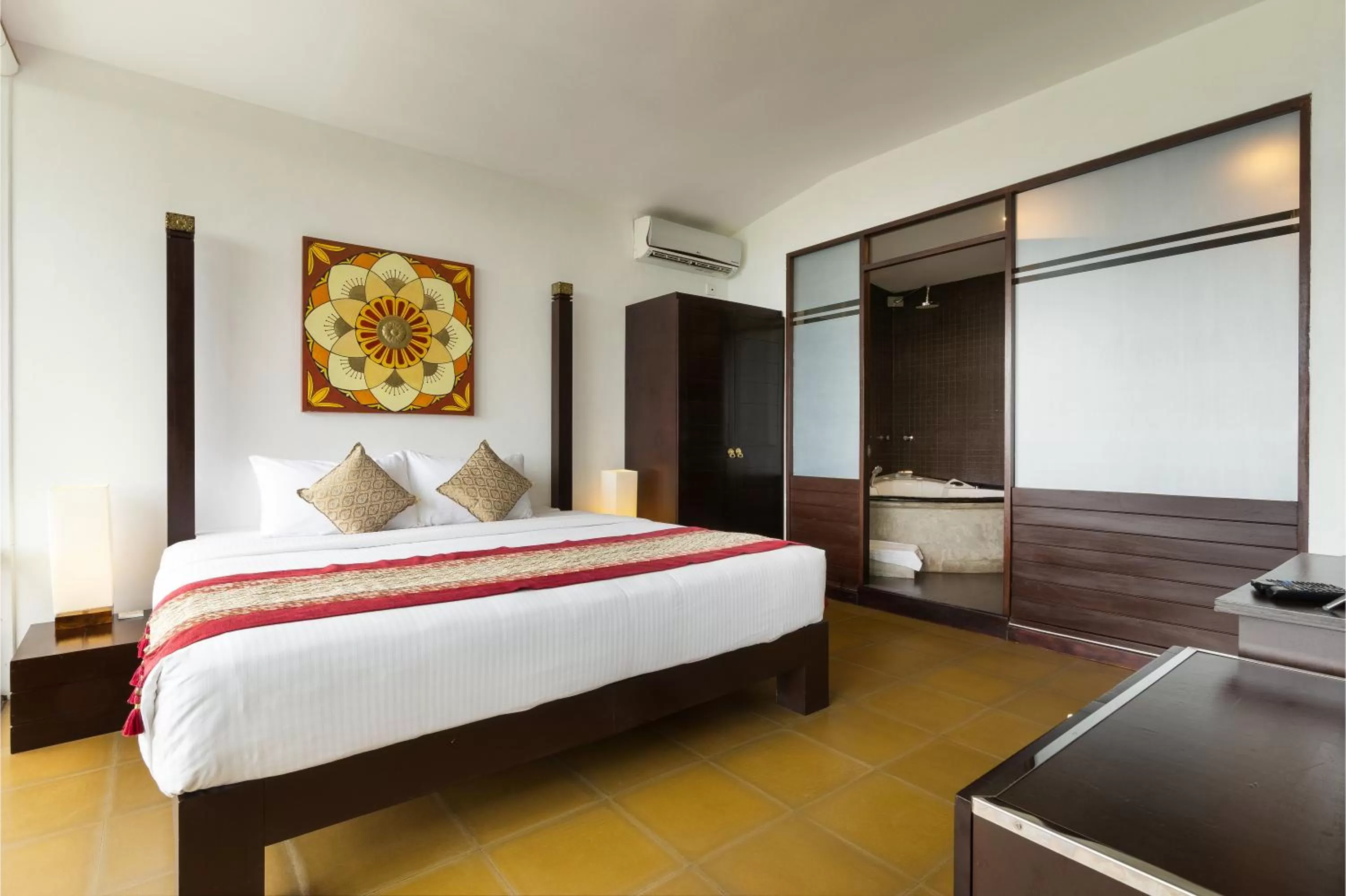 Bathroom, Bed in The Theva Residency