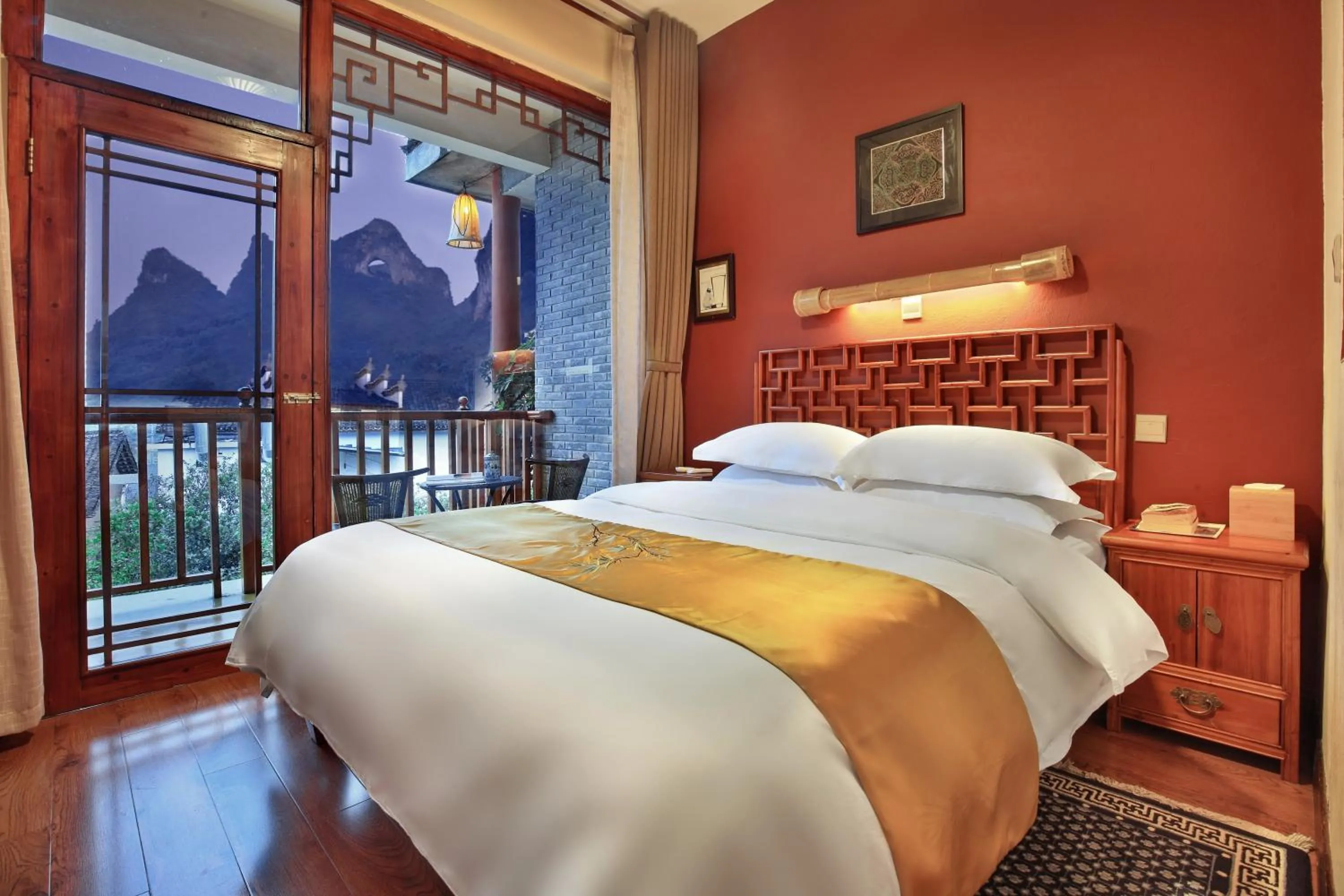 View (from property/room), Bed in Yangshuo Village Inn Boutique Hotel