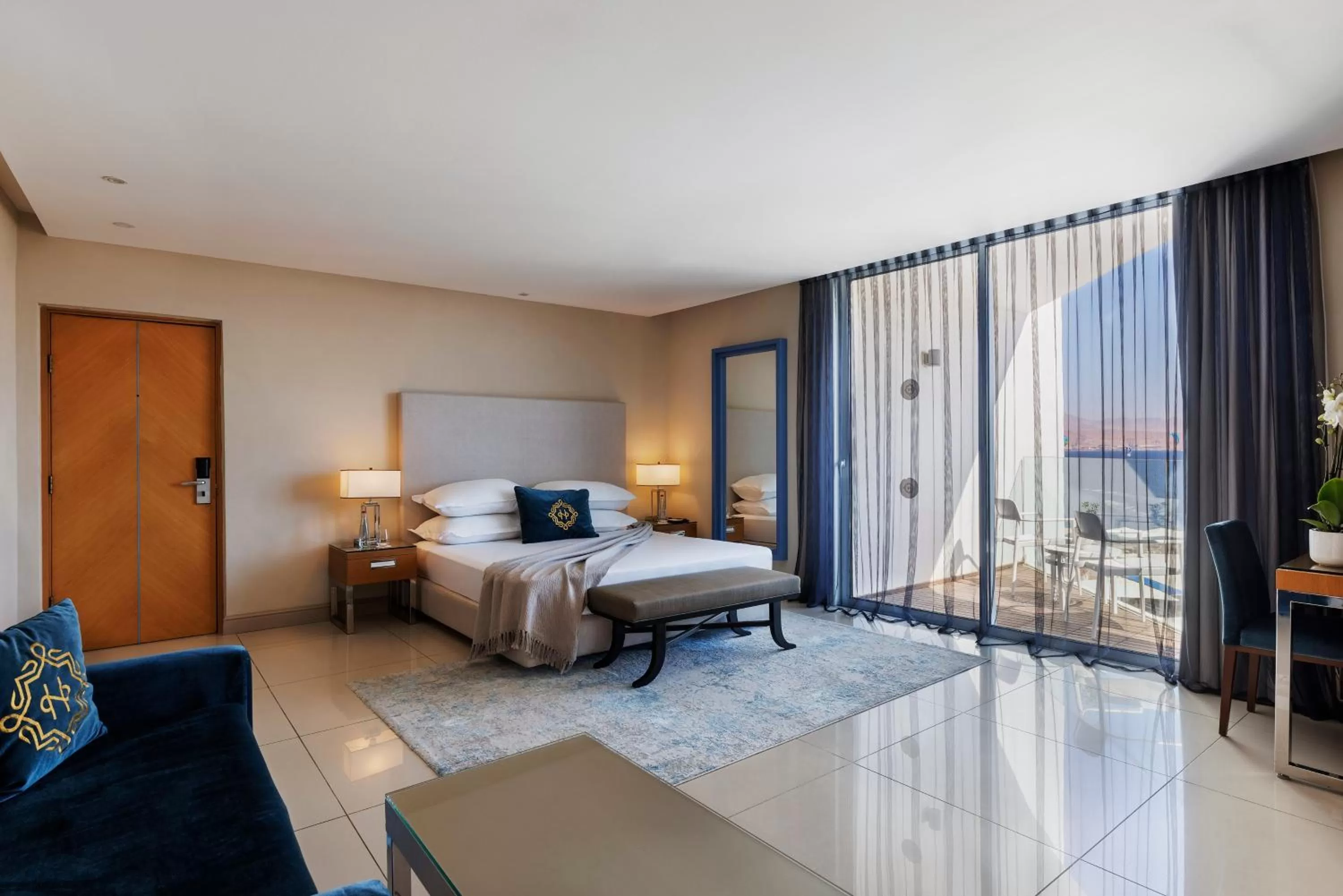 Living room, Bed in Herbert Samuel The Reef Eilat