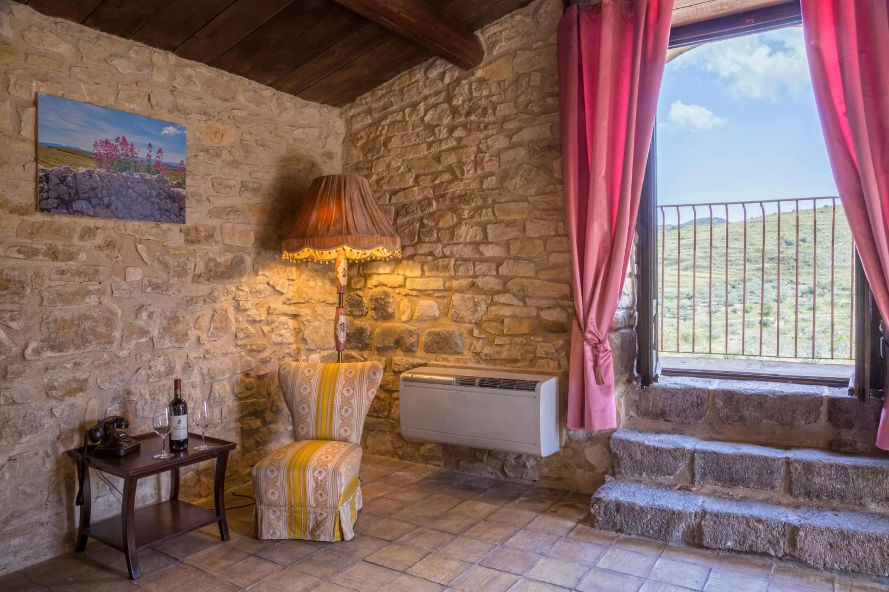 Seating area in Masseria Fortificata Lo Zafferaneto