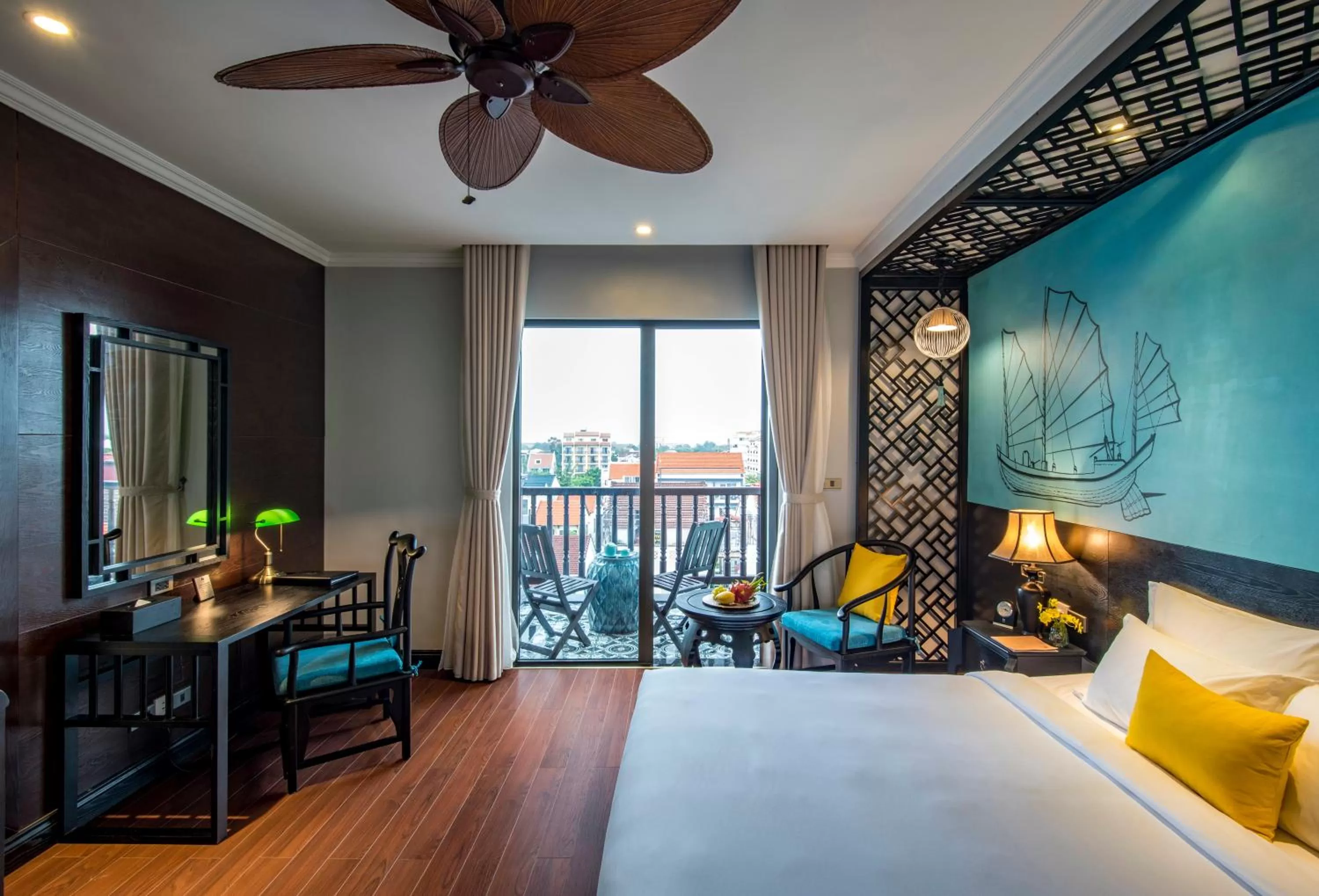 Balcony/Terrace, Bed in Anio Boutique Hotel Hoian
