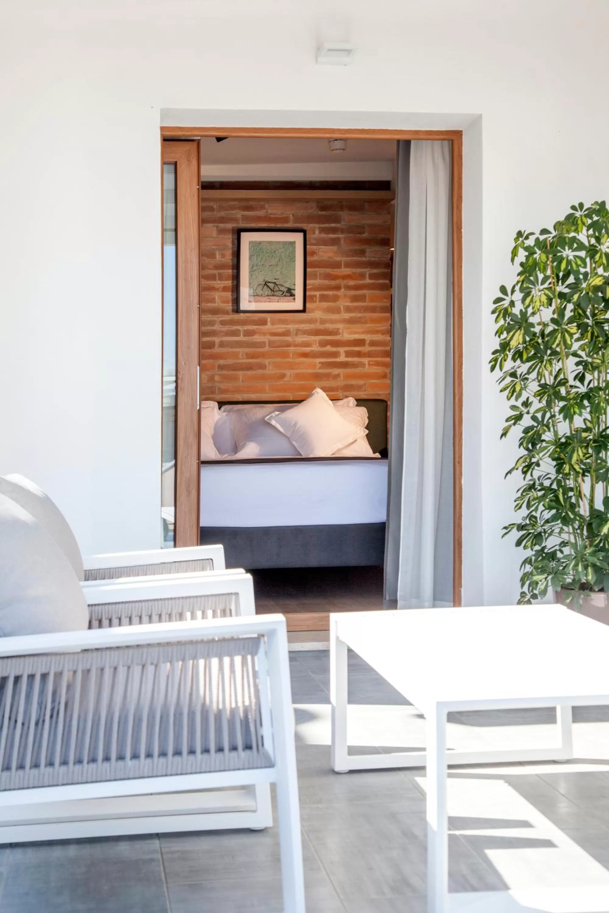 Patio, Bed in Meg Lifestyle Hotel & Apartaments