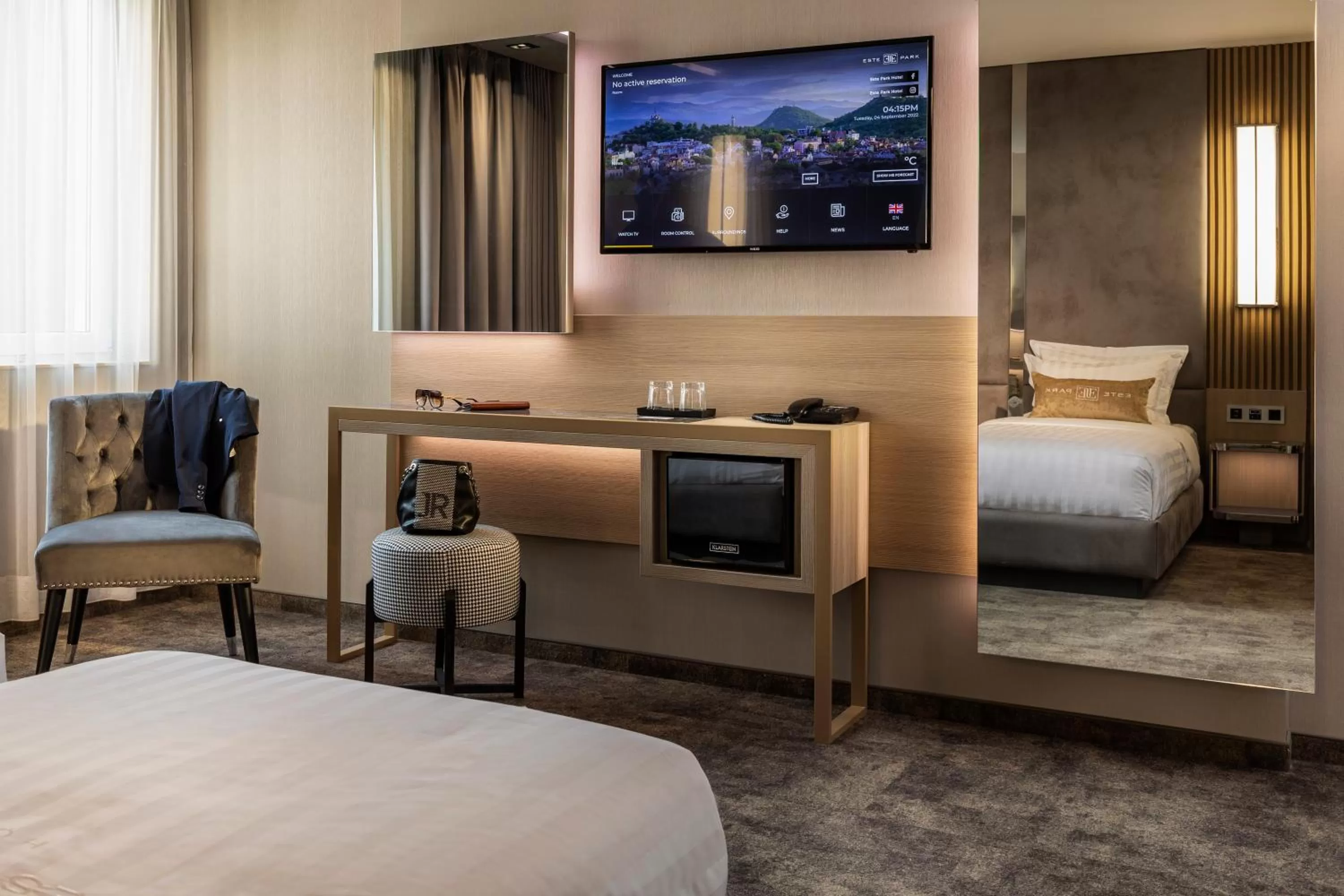 TV and multimedia, Bed in -- ESTE PARK HOTEL -- part of Urban Chic Luxury Design Hotels - Parking & Compliments - next to Shopping & Dining Mall Plovdiv