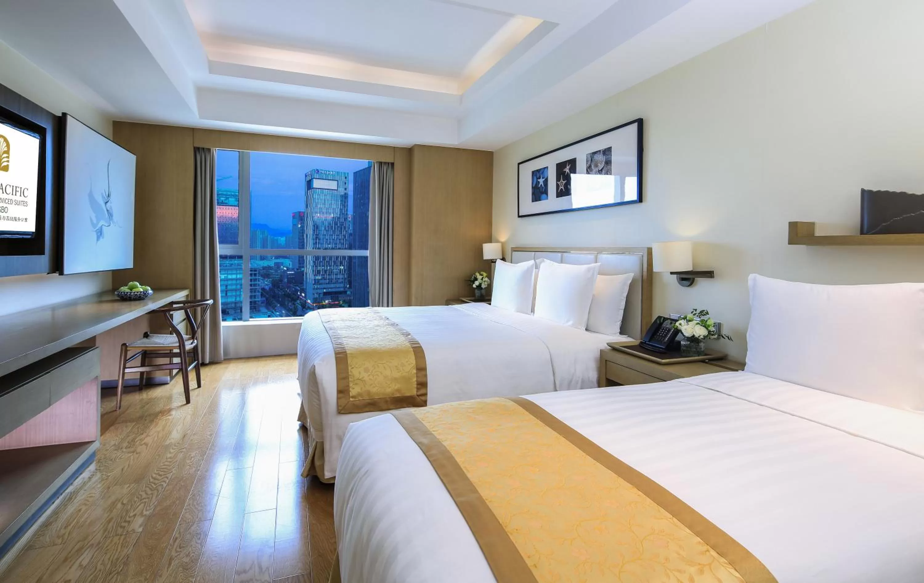 Photo of the whole room, Bed in Pan Pacific Serviced Suites Ningbo