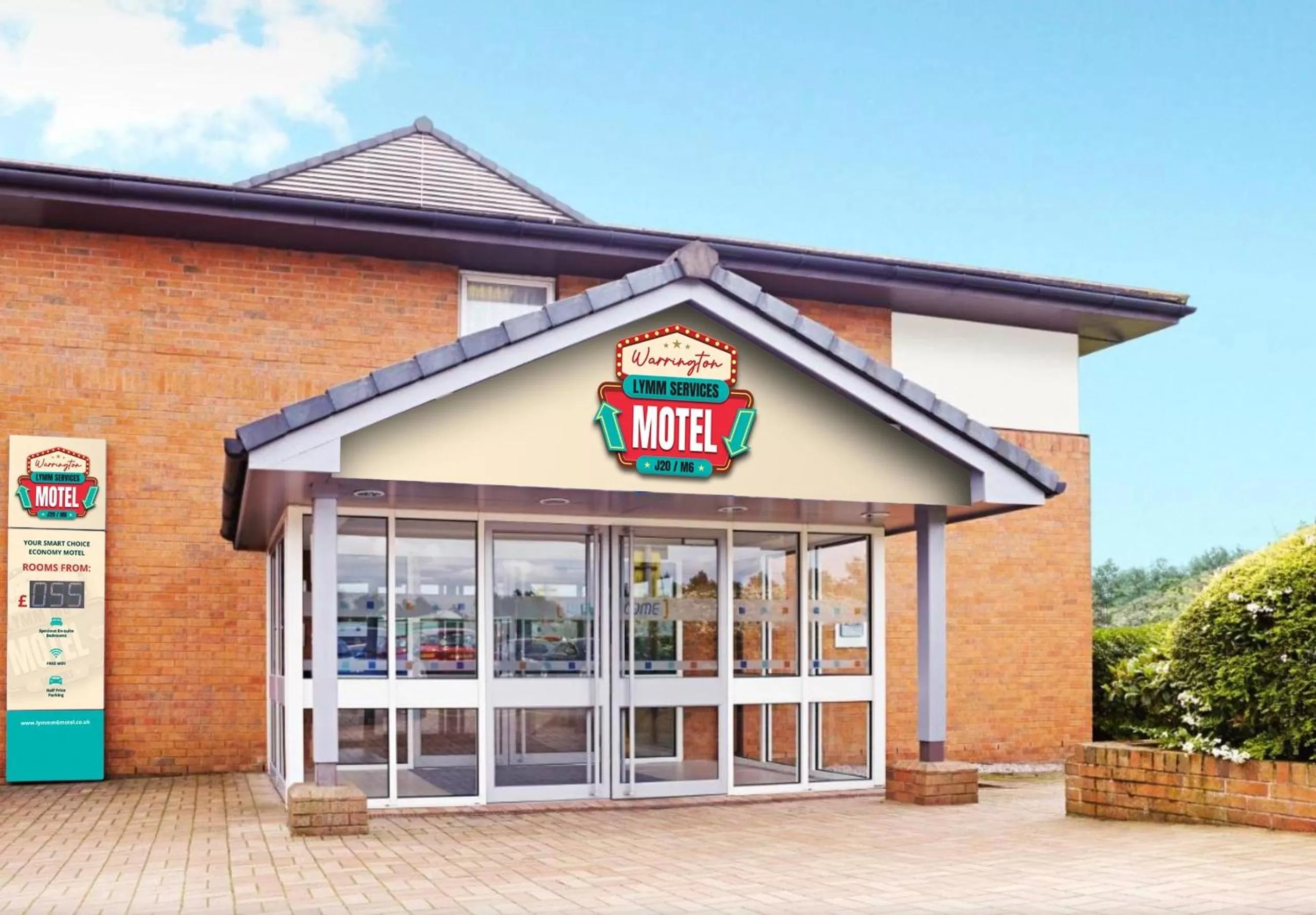 Property building in Warrington Motel, J20 M6 Lymm Services