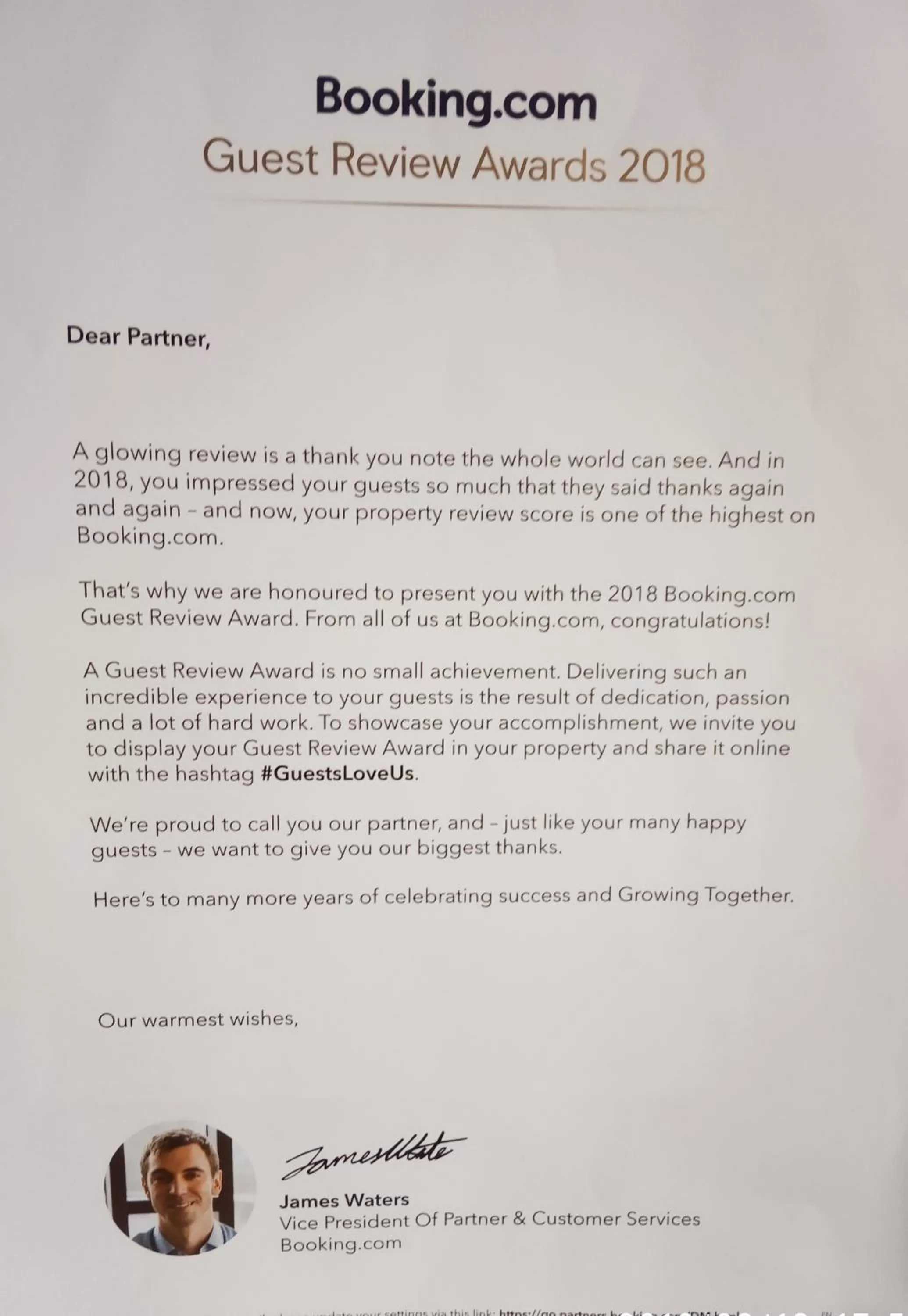 Certificate/Award in Guest House David's B&B