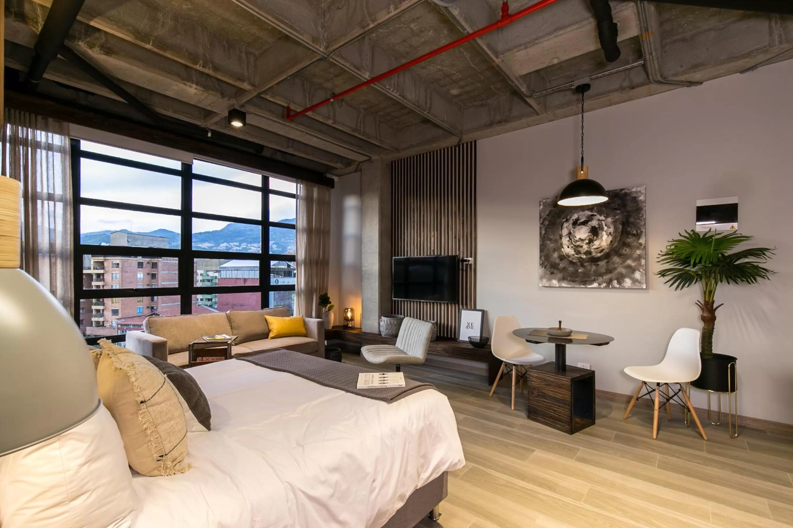 Bed in Factory Lofts Hotel