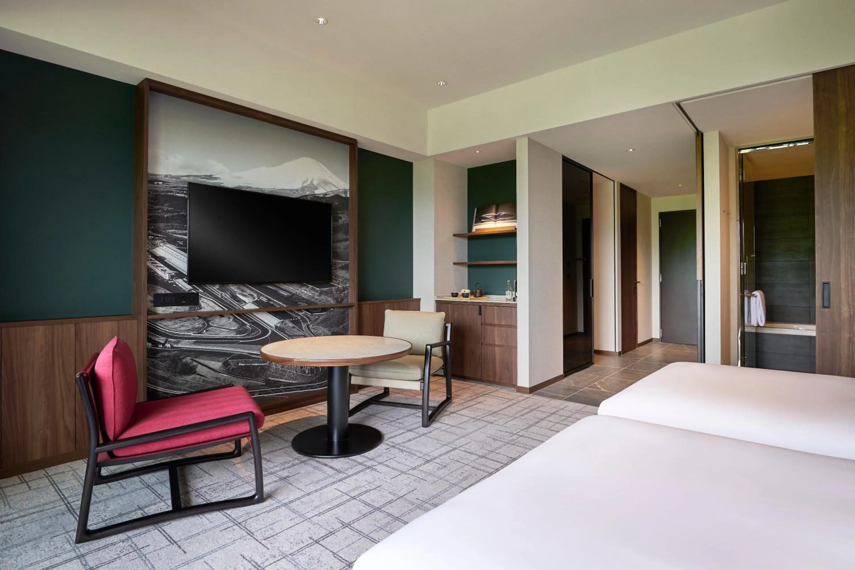TV and multimedia, Bed in Fuji Speedway Hotel, in The Unbound Collection by Hyatt
