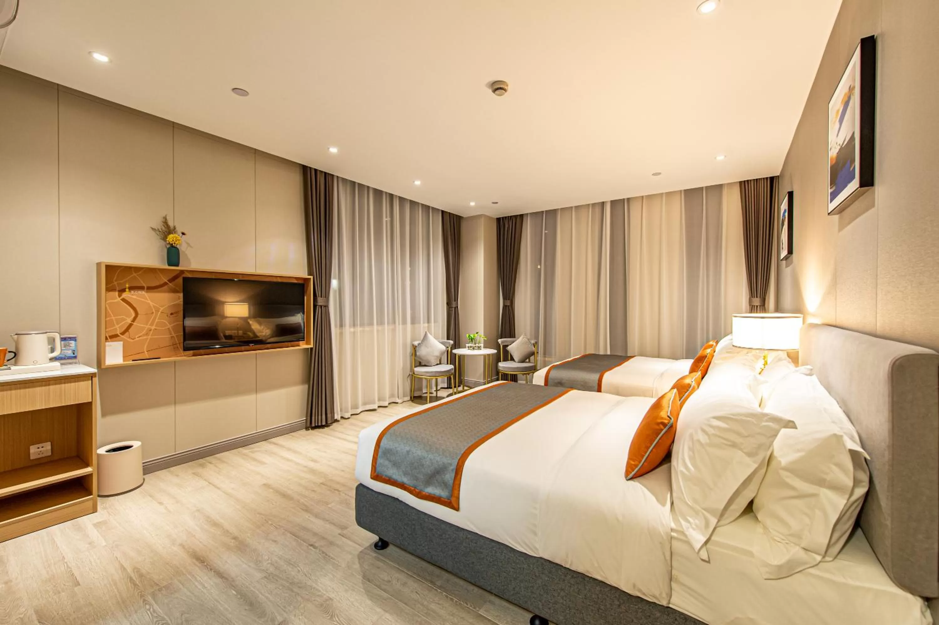 Bed in Shanghai JOYFUL YARD Hotel-Free shuttle bus to Pudong Airport and Disneyland