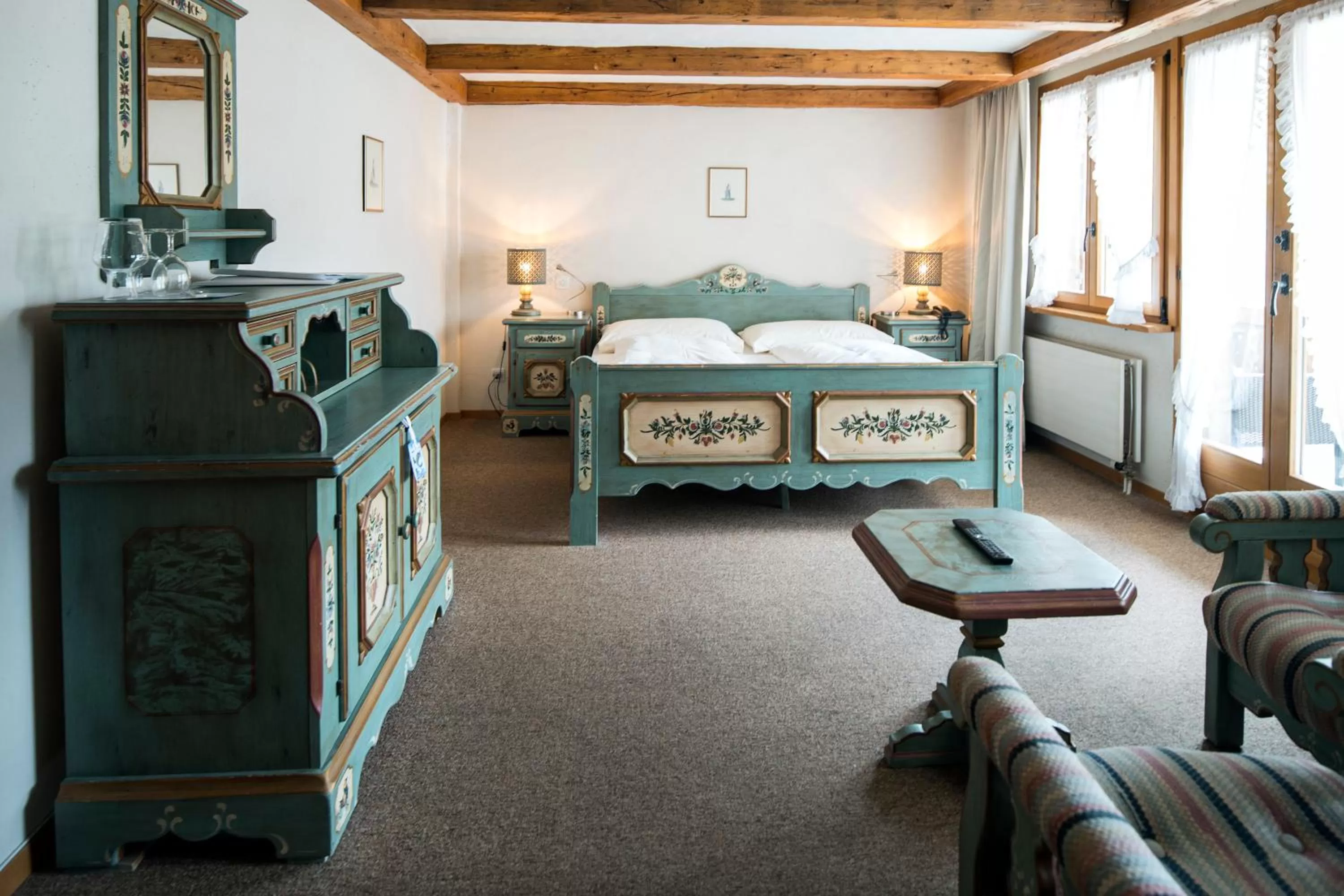 Bed in Hotel Alphorn