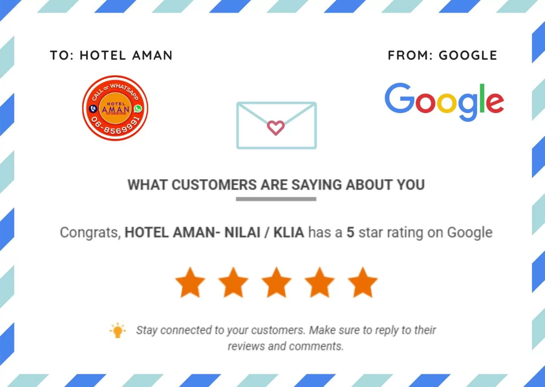 Certificate/Award in Hotel Aman- Nilai & KLIA