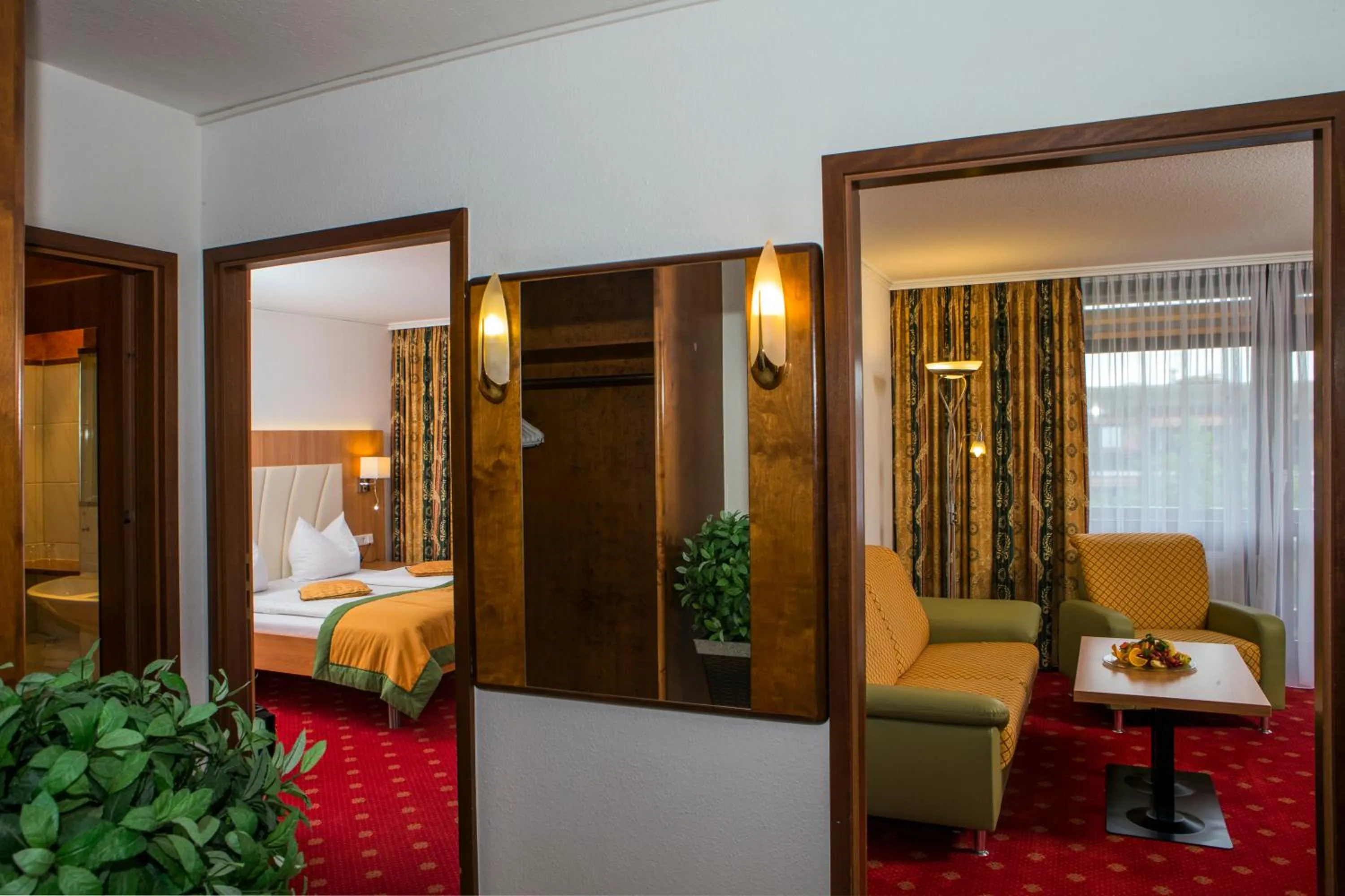 Seating area, Bed in Johannesbad Thermalhotel Ludwig Thoma