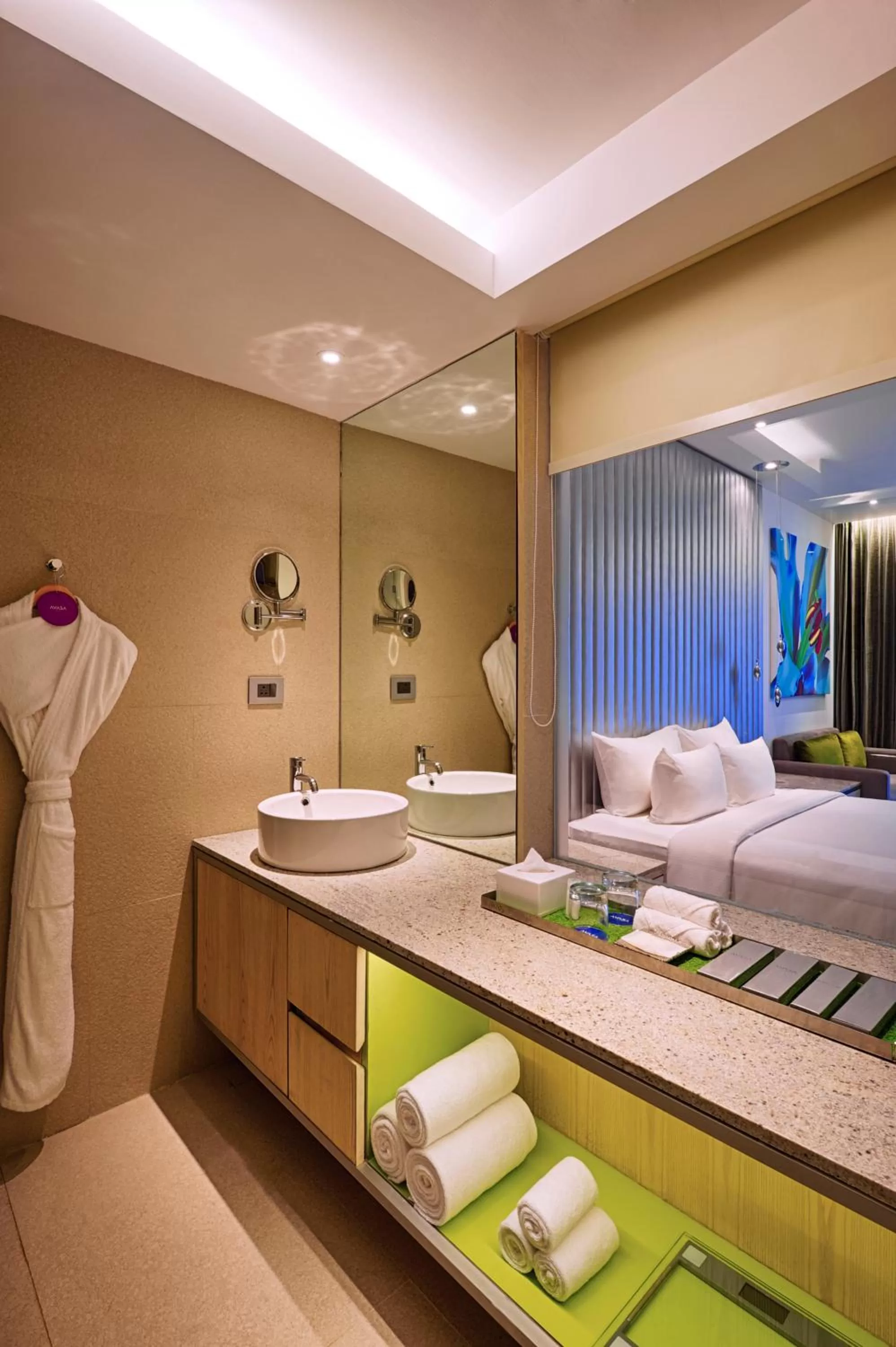 Bathroom, Bed in Avasa Hotel