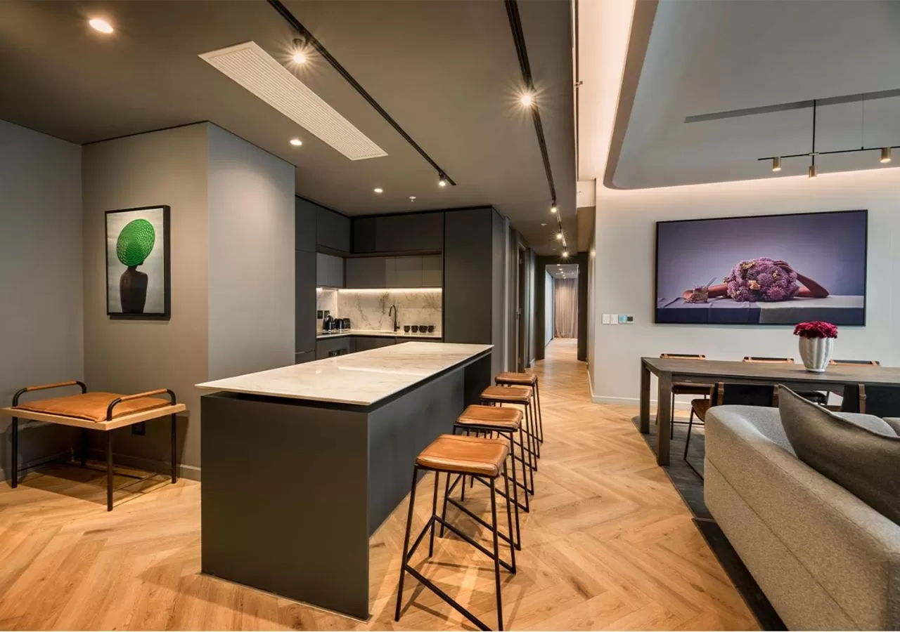 Kitchen or kitchenette in The Rockefeller Hotel by NEWMARK
