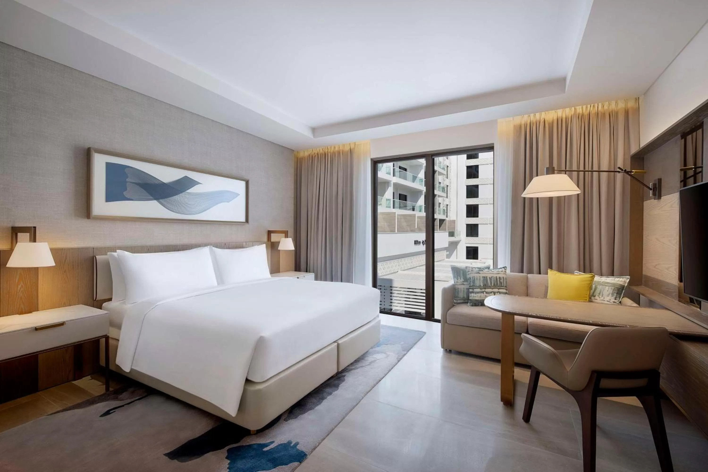 Living room, Bed in Hilton Abu Dhabi Yas Island