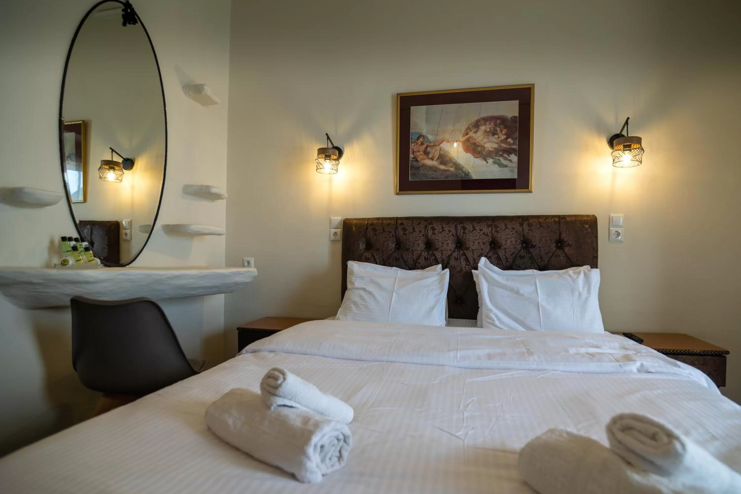 Bed in Votsalakia Hotel & Luxury Apartments
