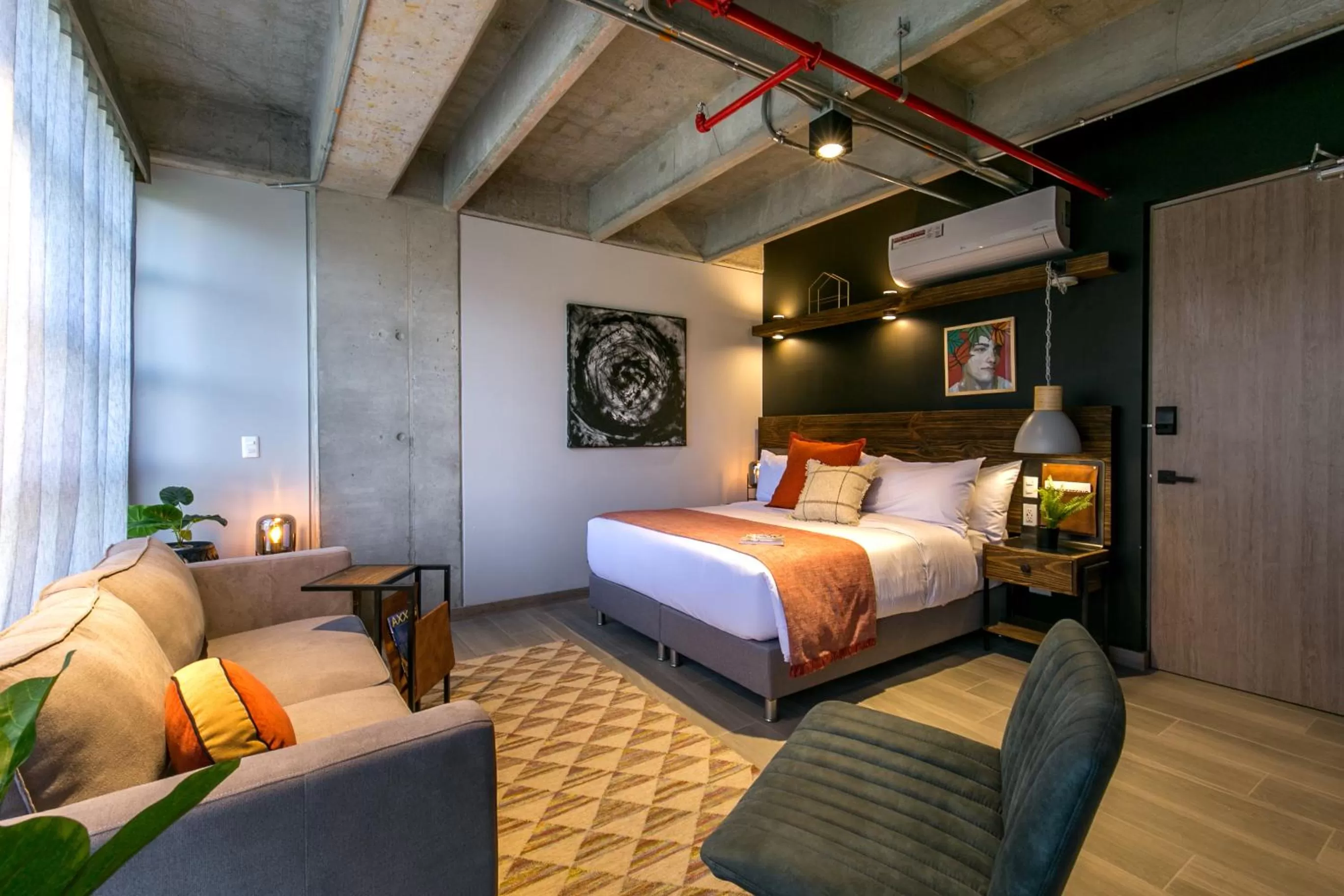 Bed in Factory Lofts Hotel