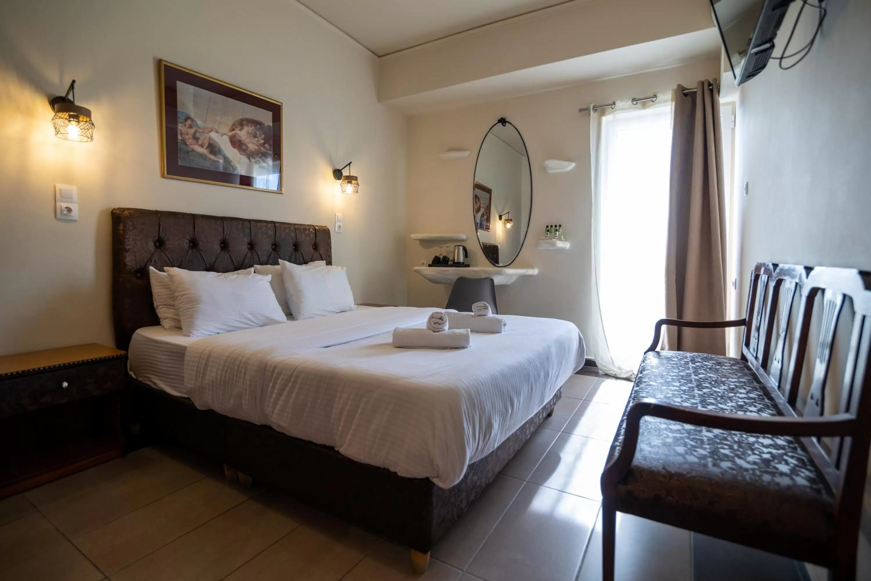 Bed in Votsalakia Hotel & Luxury Apartments