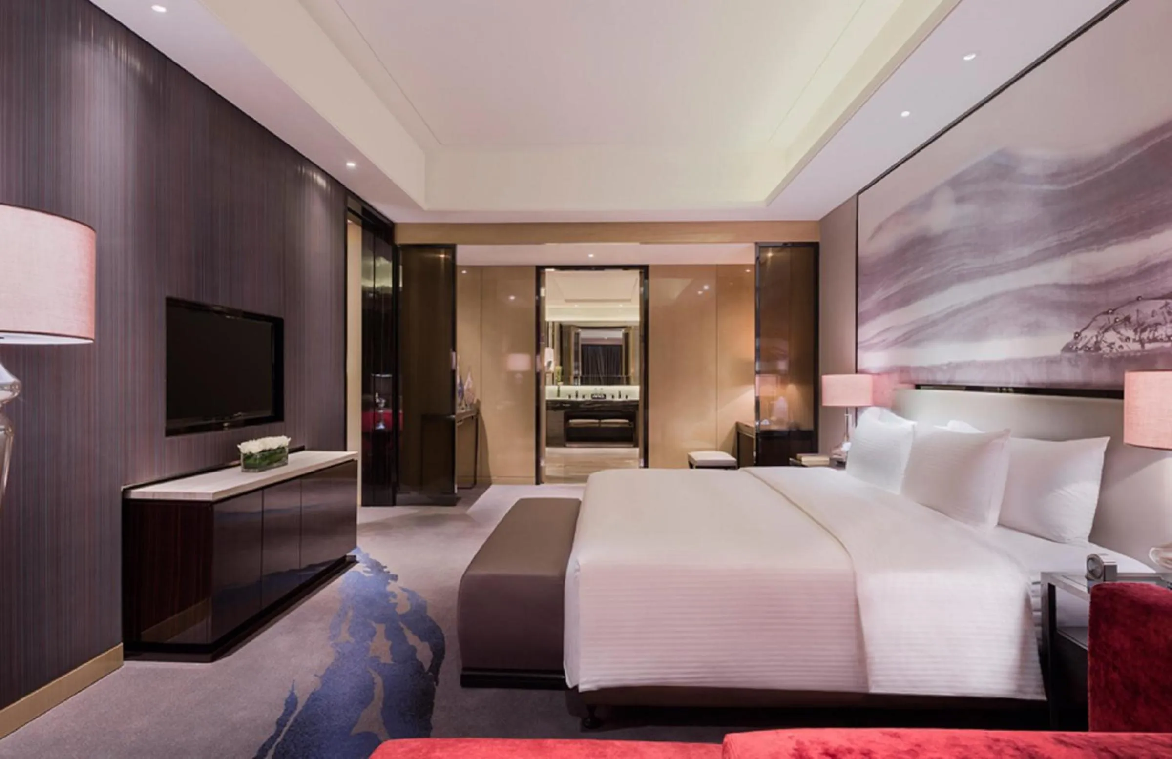 Bedroom, Bed in Wanda Realm Wuhan