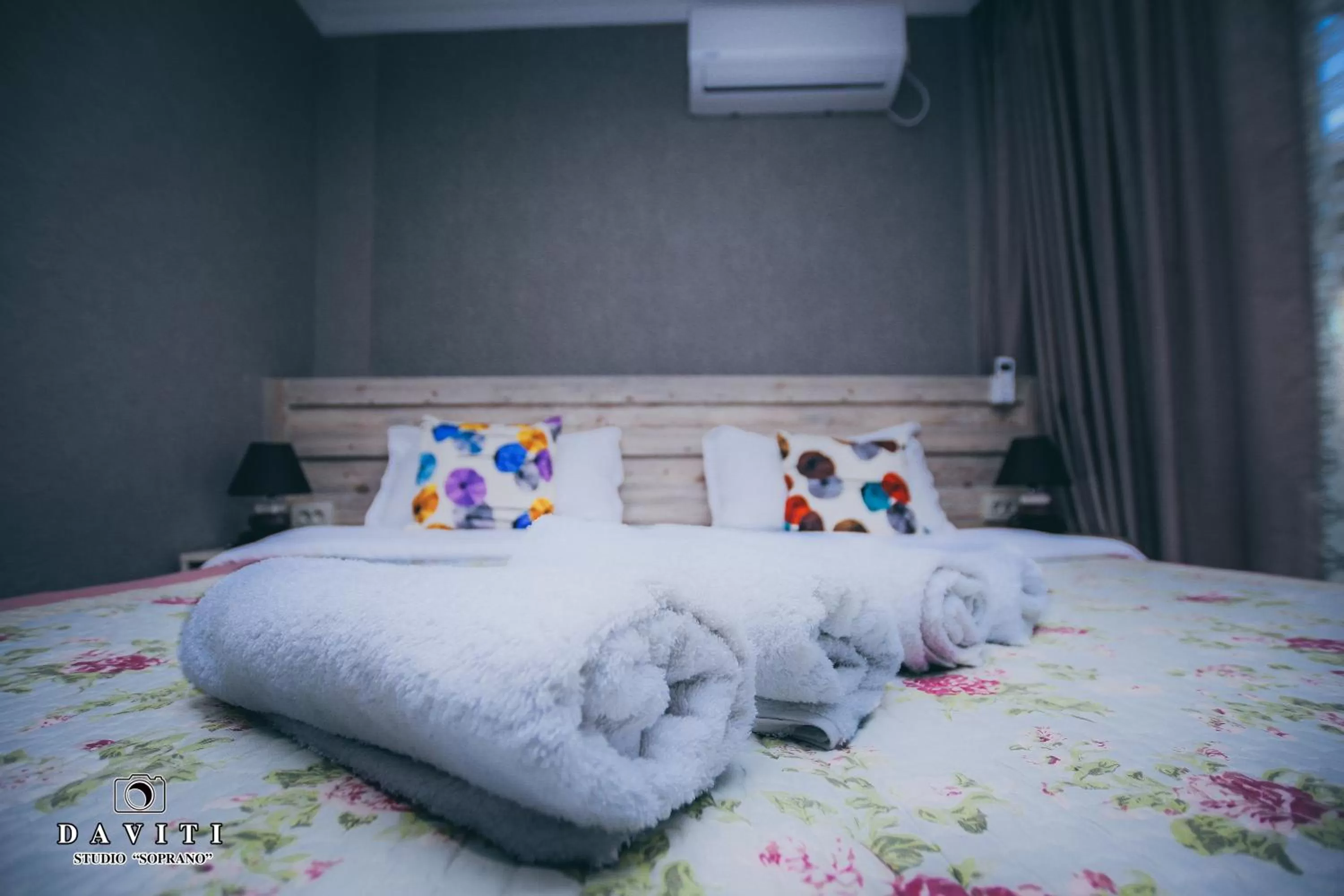 Bed in Hotel Tskhumi