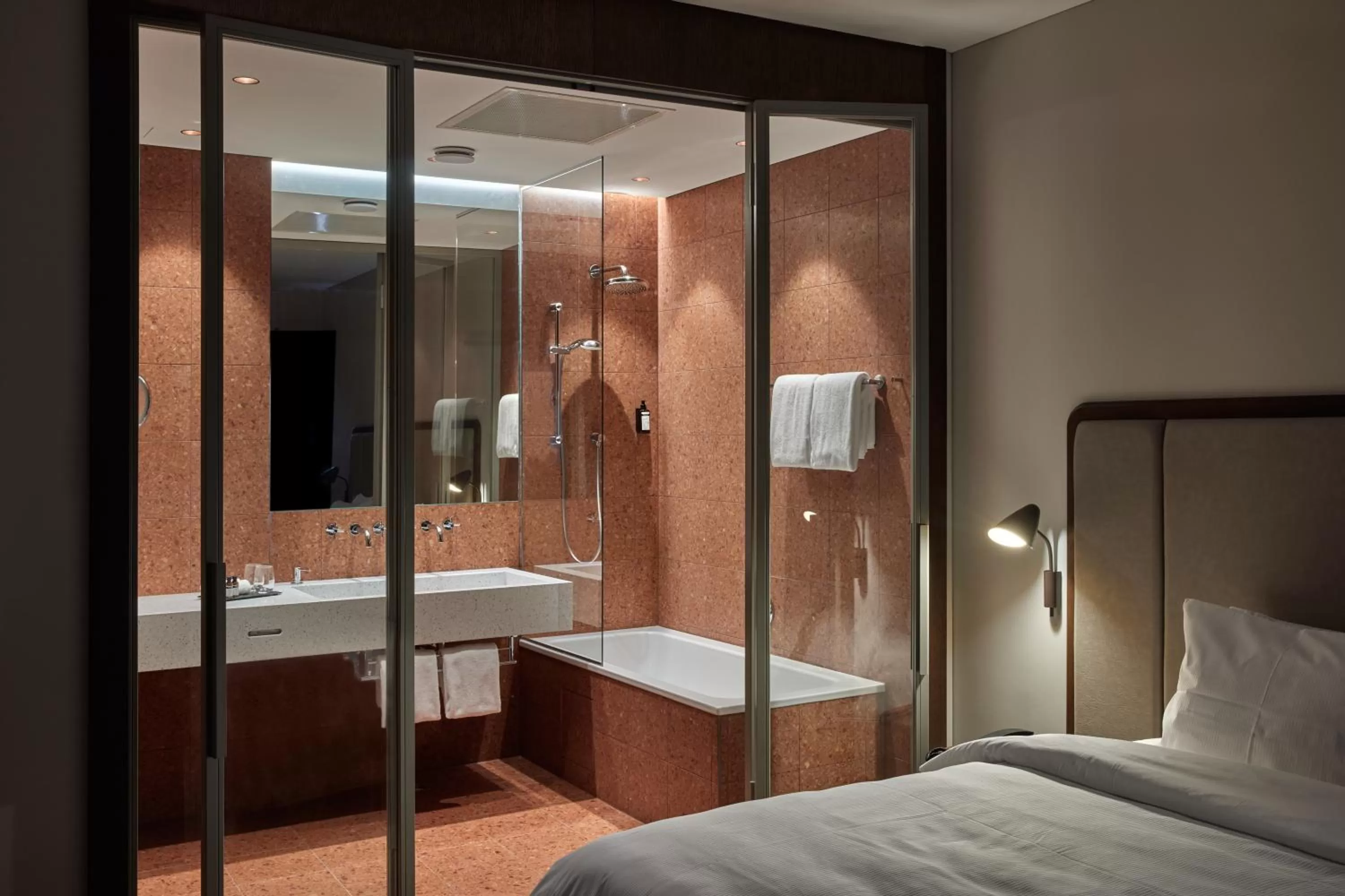 Bathroom, Bed in Neringa Hotel