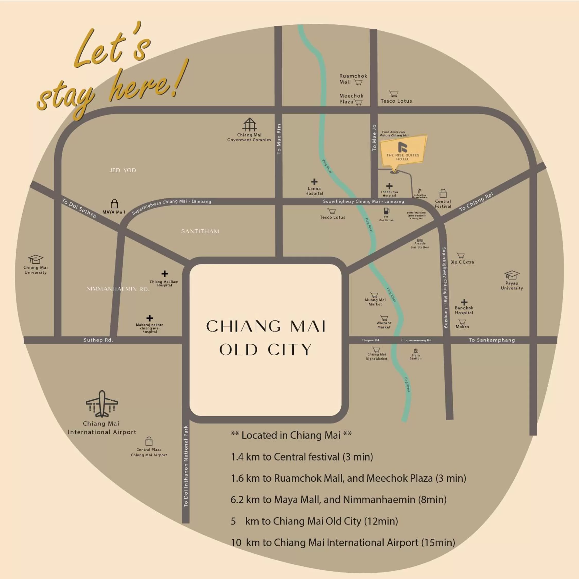 Location in The Rise Suites Hotel, Chiang Mai - SHA Extra Plus