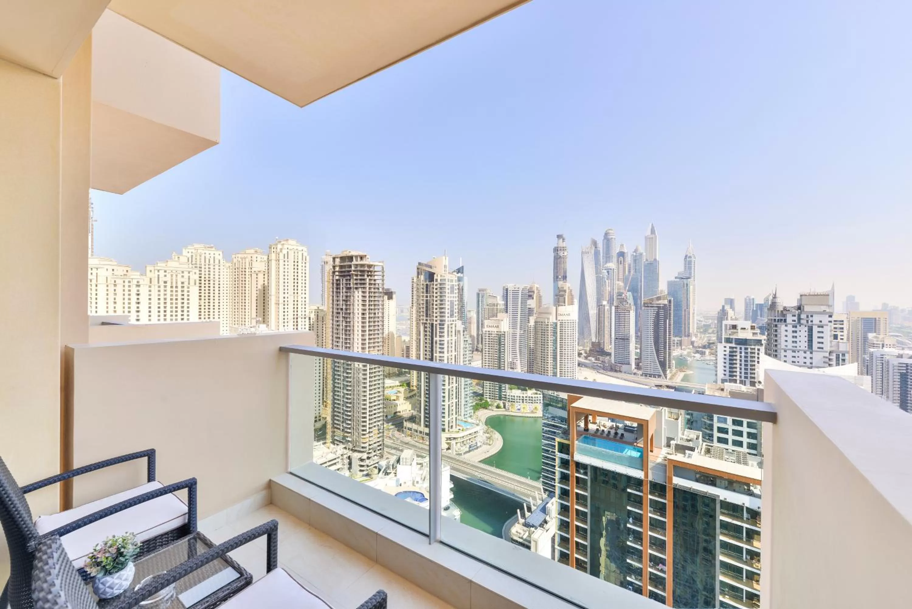 Balcony/Terrace in Emaar Residences Dubai Marina by Qstay - formerly Address Dubai Marina