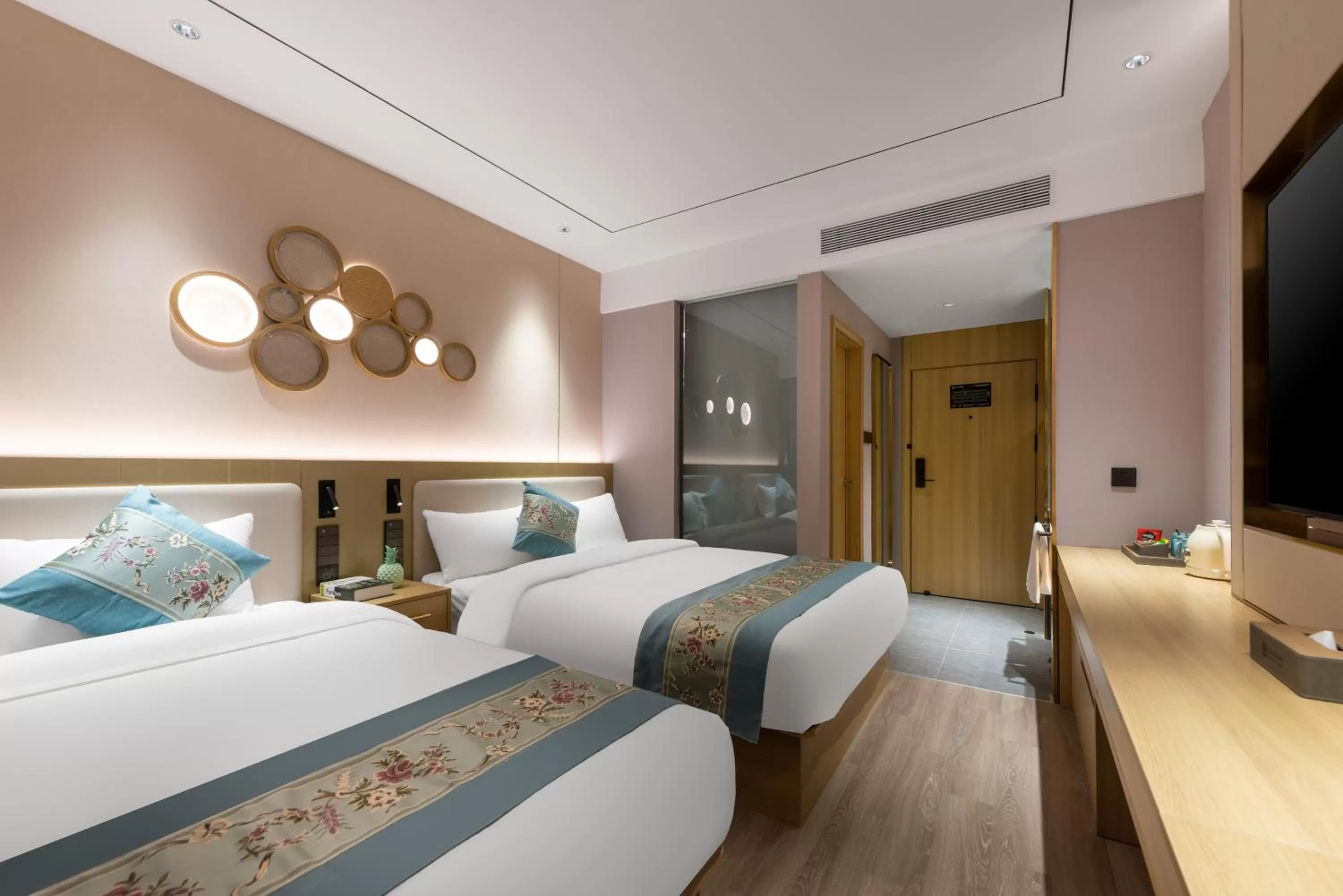 Bedroom, Bed in East Sacred Hotel-Beijing Tiananmen Square,the Forbidden City,Wangfujing Street